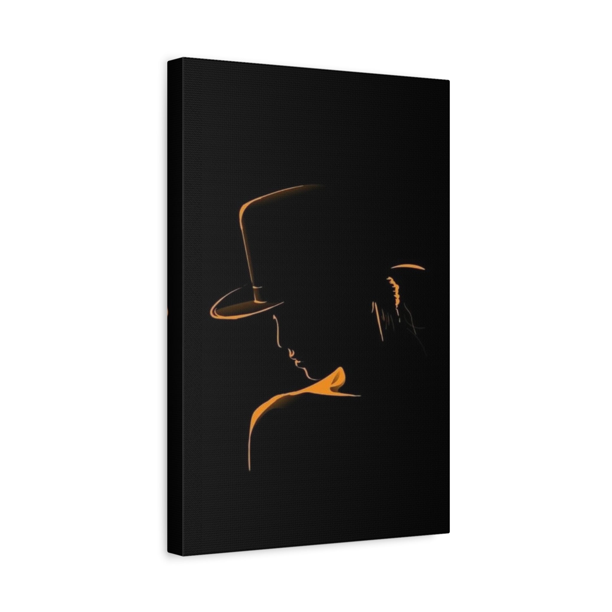 Moody Silhouette Canvas Art — Woman in Hat Matte Stretched Canvas 