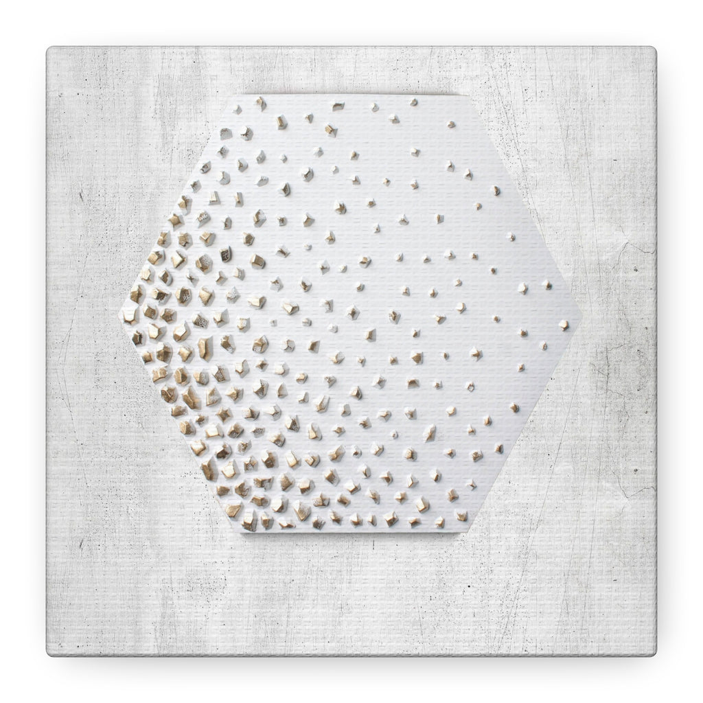 Hexagon Gold Dot Matte Canvas Wall Art — Neutral Modern Textured Home Decor 
