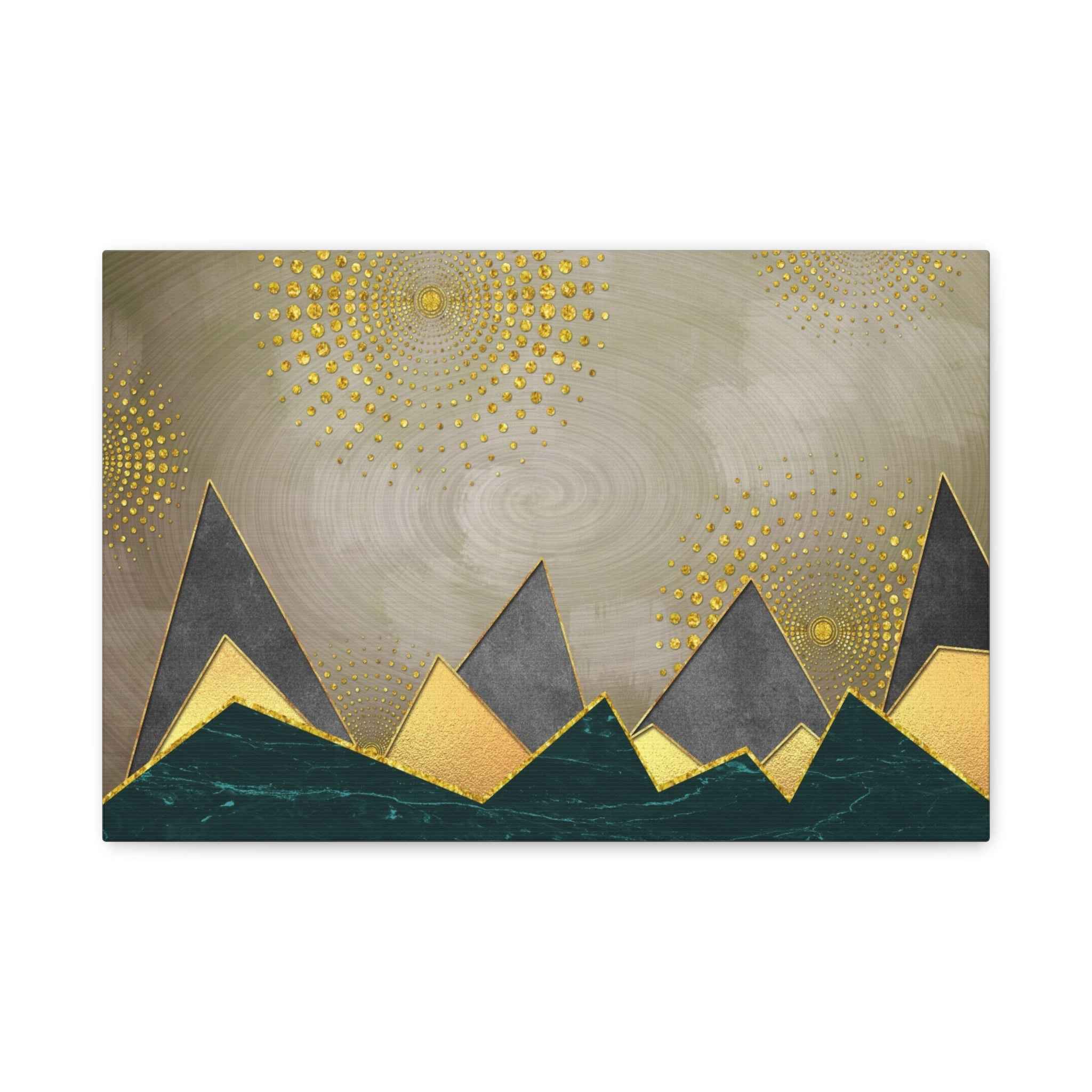 Abstract Gold Mountain Wall Art – Modern Luxury Geometric Canvas Decor