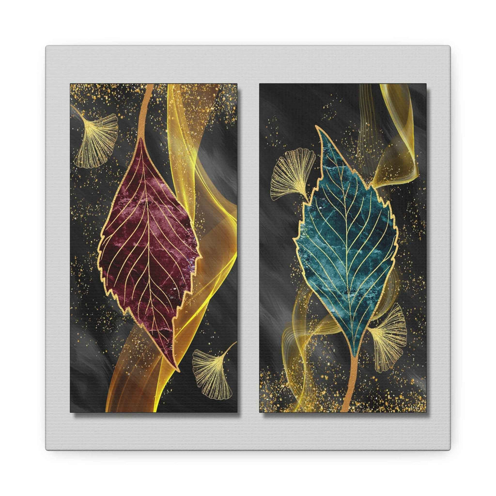 Gold Botanical Leaf Wall Art Set – Luxury Abstract Canvas Decor