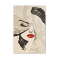 Abstract Red Lips Portrait Canvas Art - Matte Stretched Wall Decor 