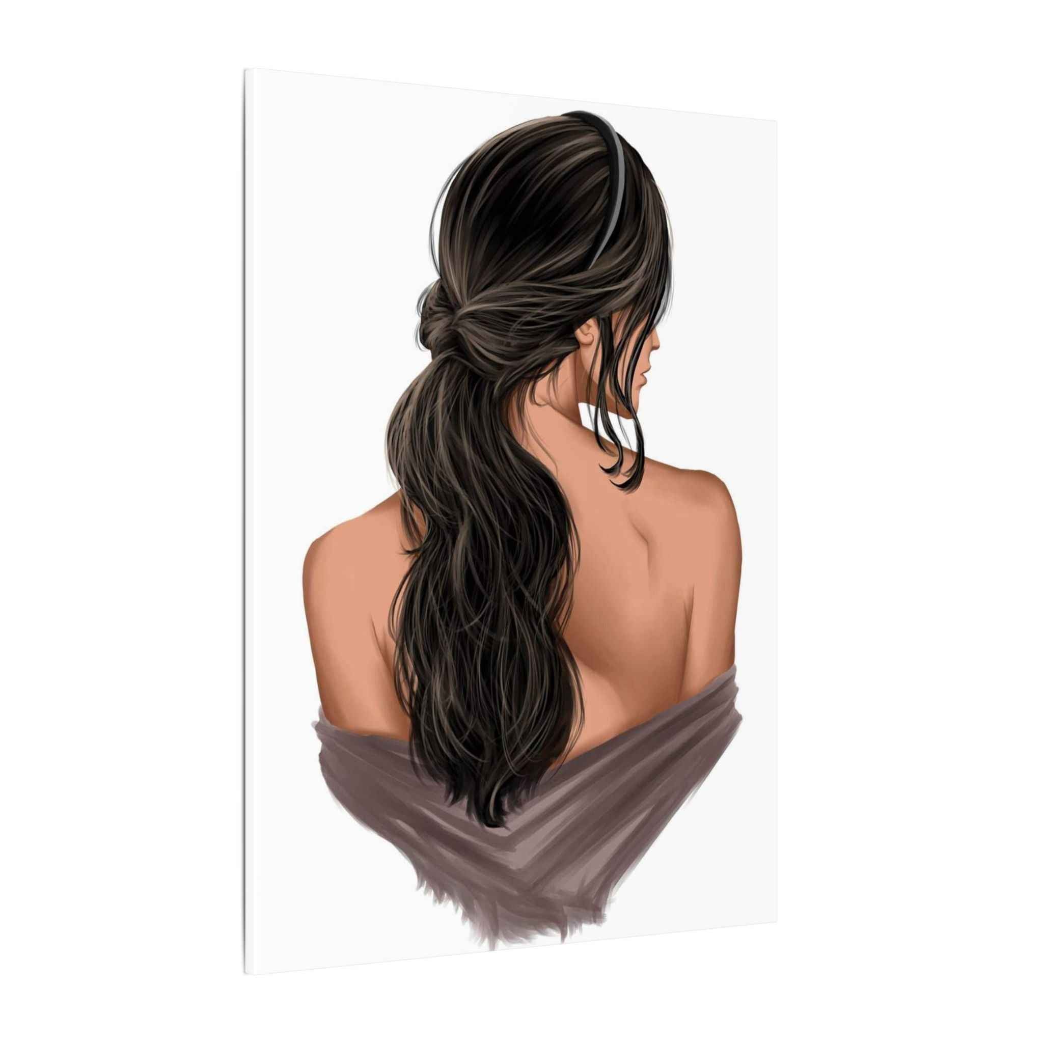 Portrait Canvas Print Woman Back View with Loose Ponytail – Perfect Home Decor for Every Room - TheKaraHan