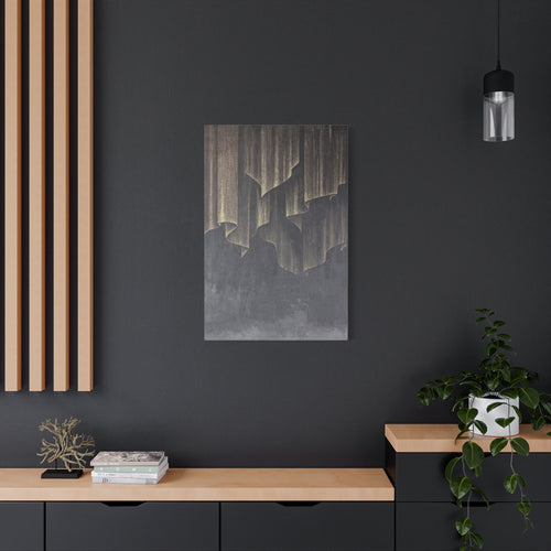 Abstract Gold Curtain Wall Art - Modern Stretched Matte Canvas Print - TheKaraHan
