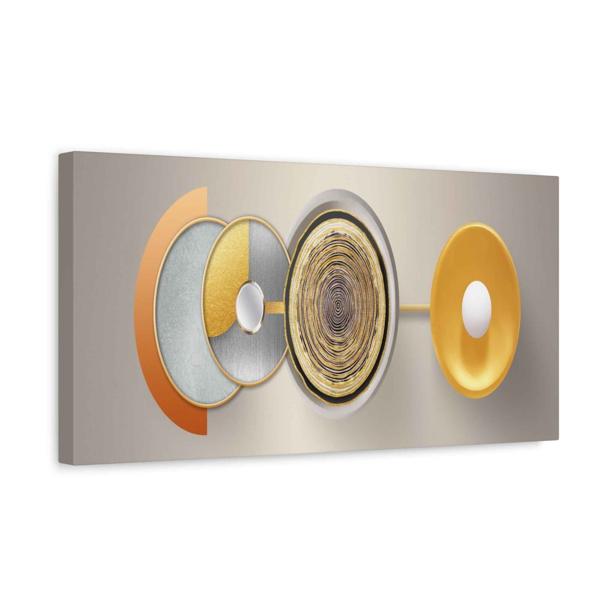 Abstract Gold Geometric Wall Art Canvas – Modern Luxury Metallic Circle Artwork