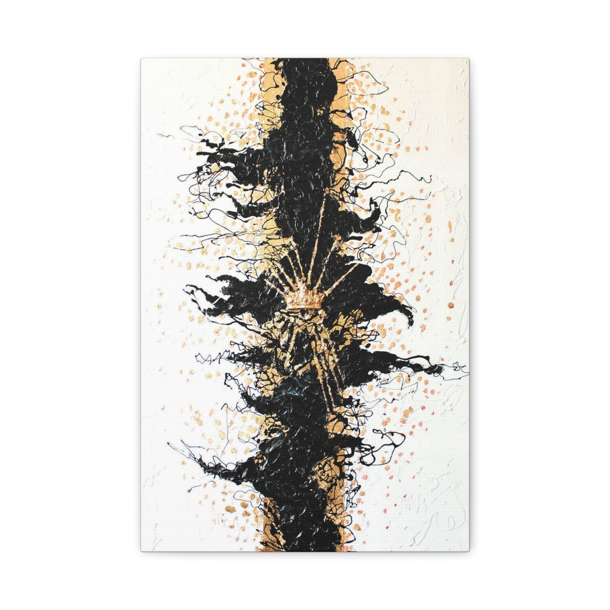 Abstract Black & Gold Crown Canvas Art — Matte Stretched Wall Decor 