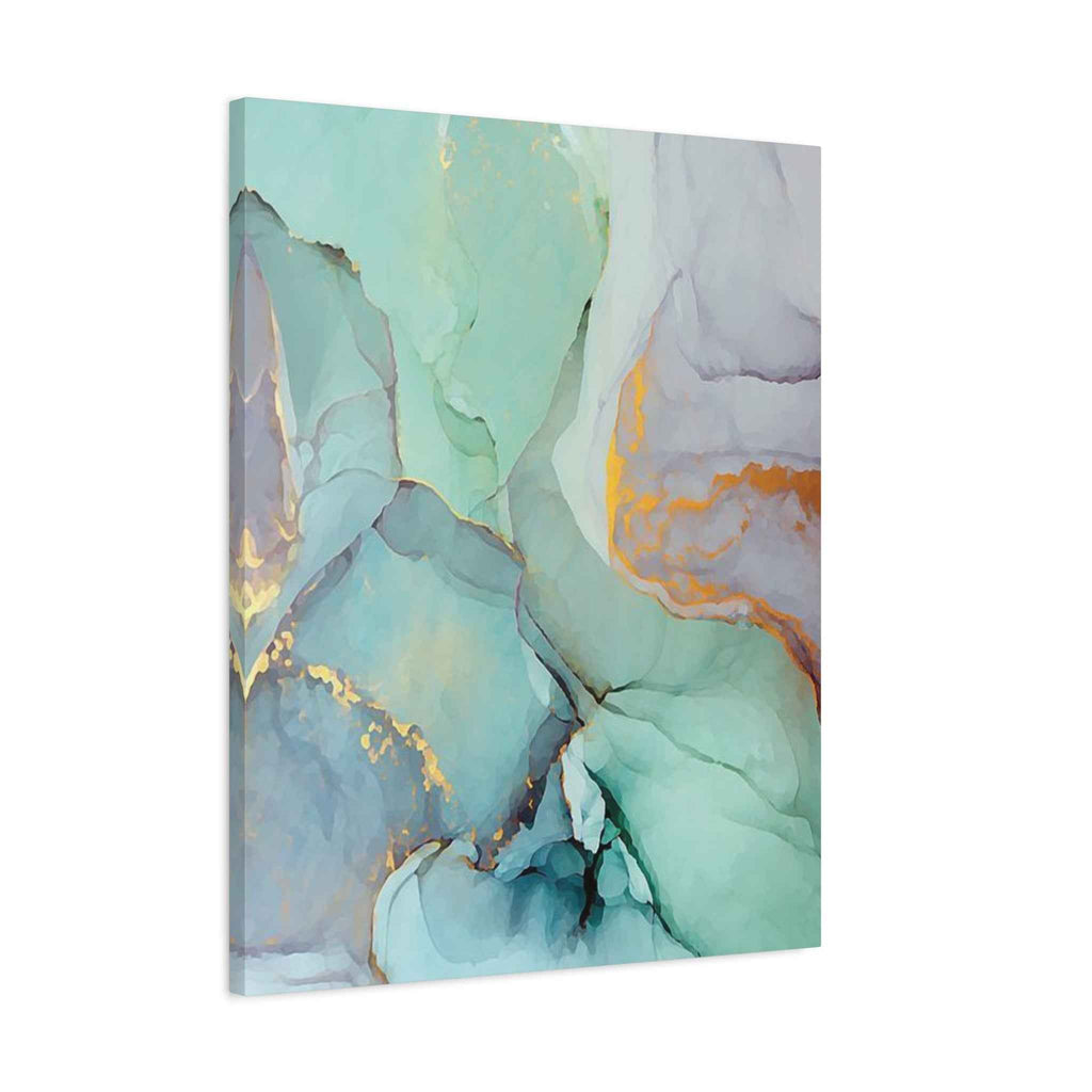 Aqua Marble Canvas Art - Matte Stretched Abstract Wall Print for Modern Decor - TheKaraHan