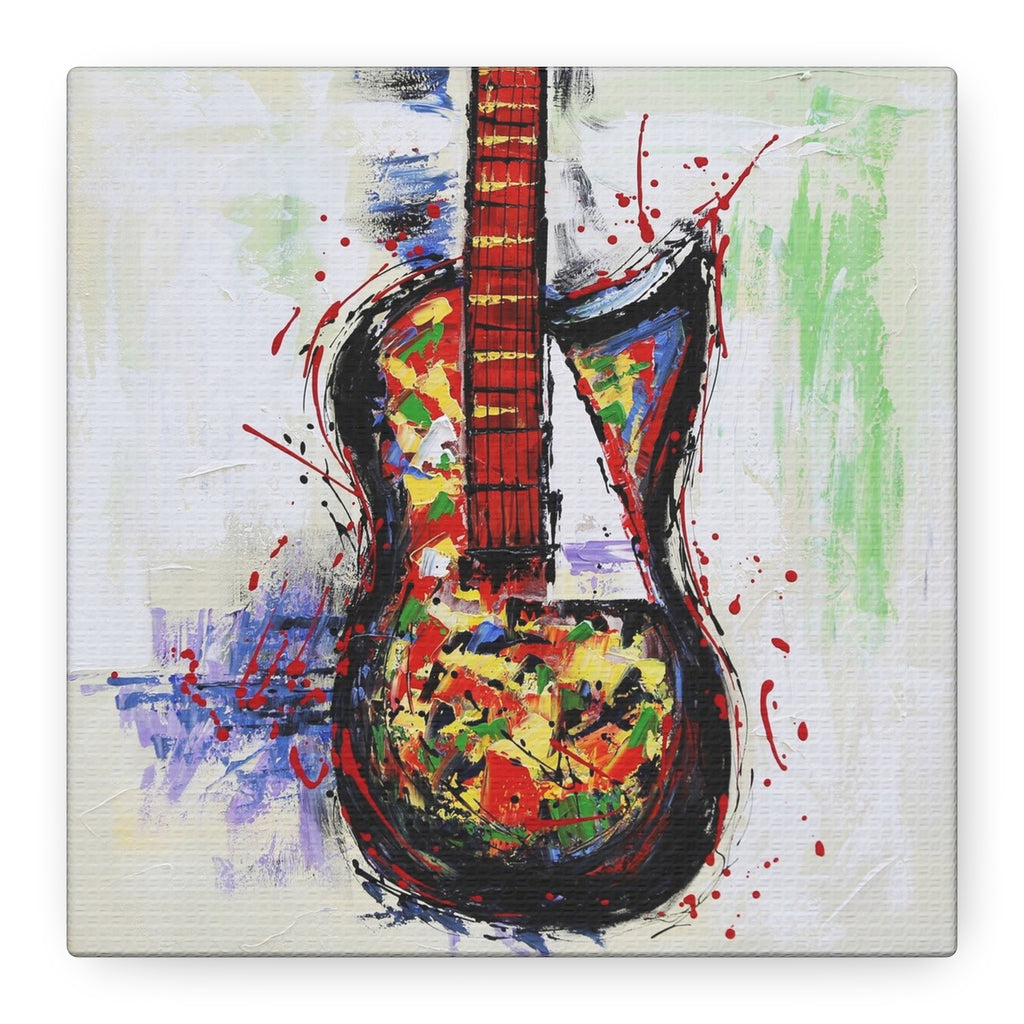Abstract Guitar Canvas Art – Colorful Stretched Matte Wall Decor - TheKaraHan