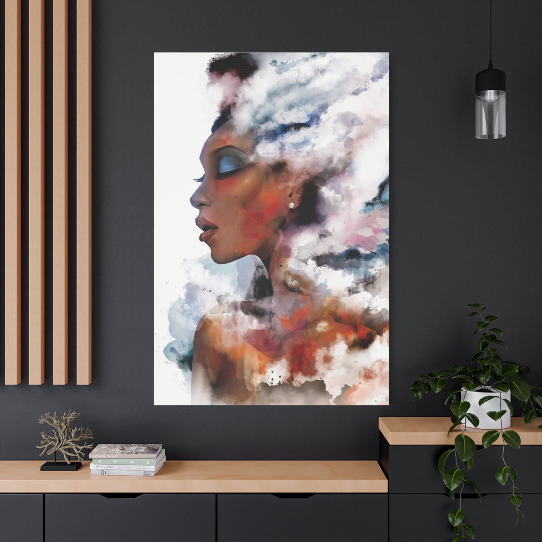 Abstract Watercolor Woman Art - Dreamy Canvas Portrait Wall Decor - TheKaraHan
