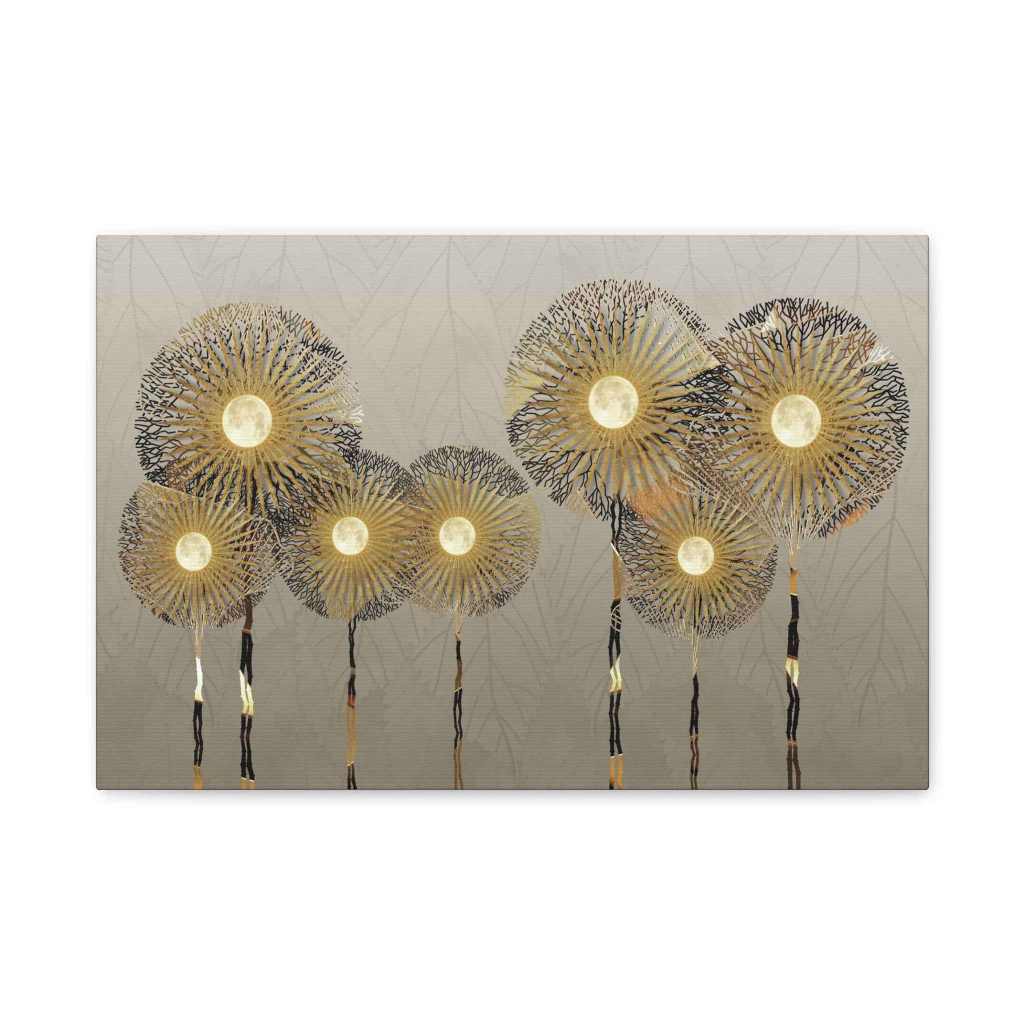 Gold Floral Wall Art | Luxury Botanical Flower Canvas for Elegant Interiors