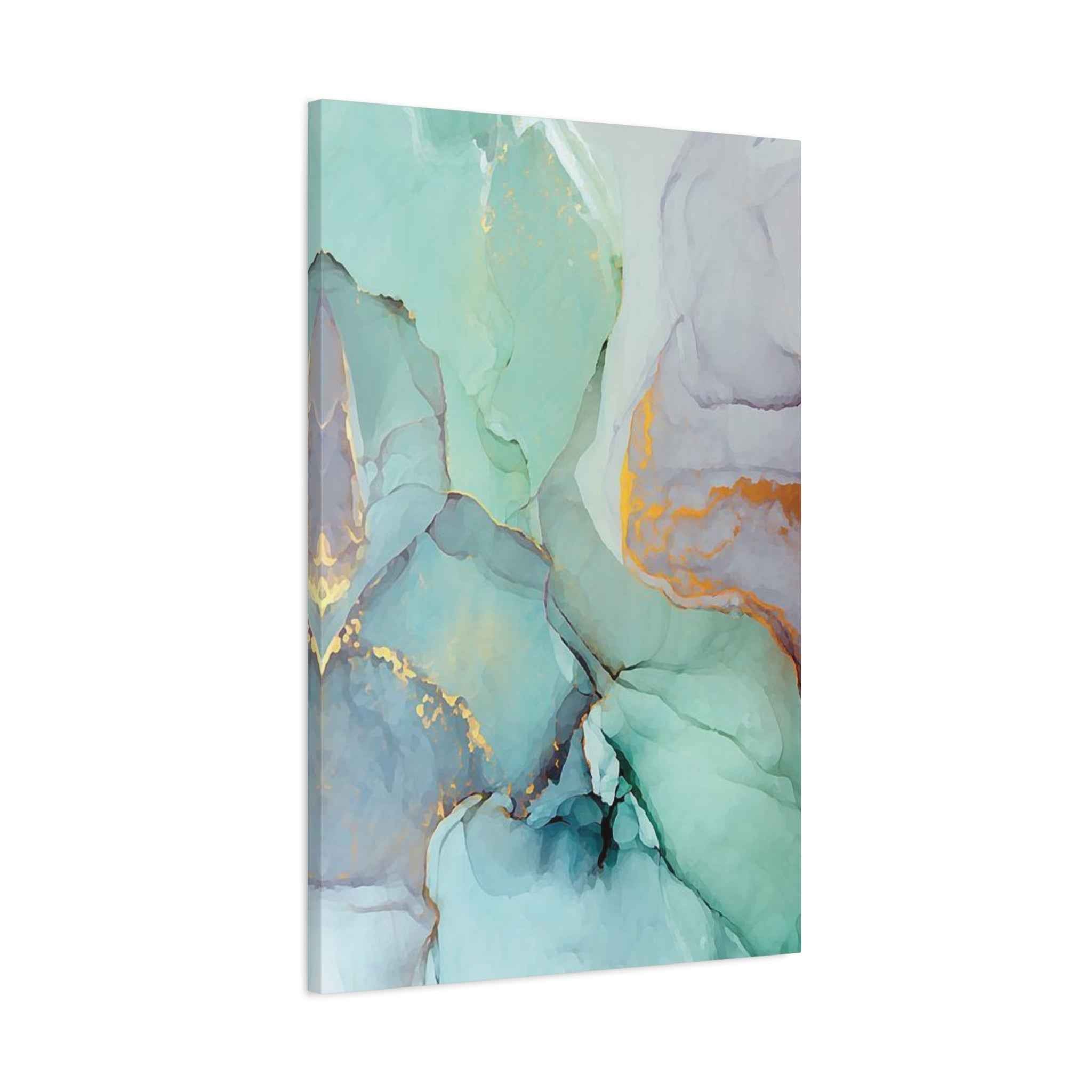 Aqua Marble Canvas Art - Matte Stretched Abstract Wall Print for Modern Decor - TheKaraHan