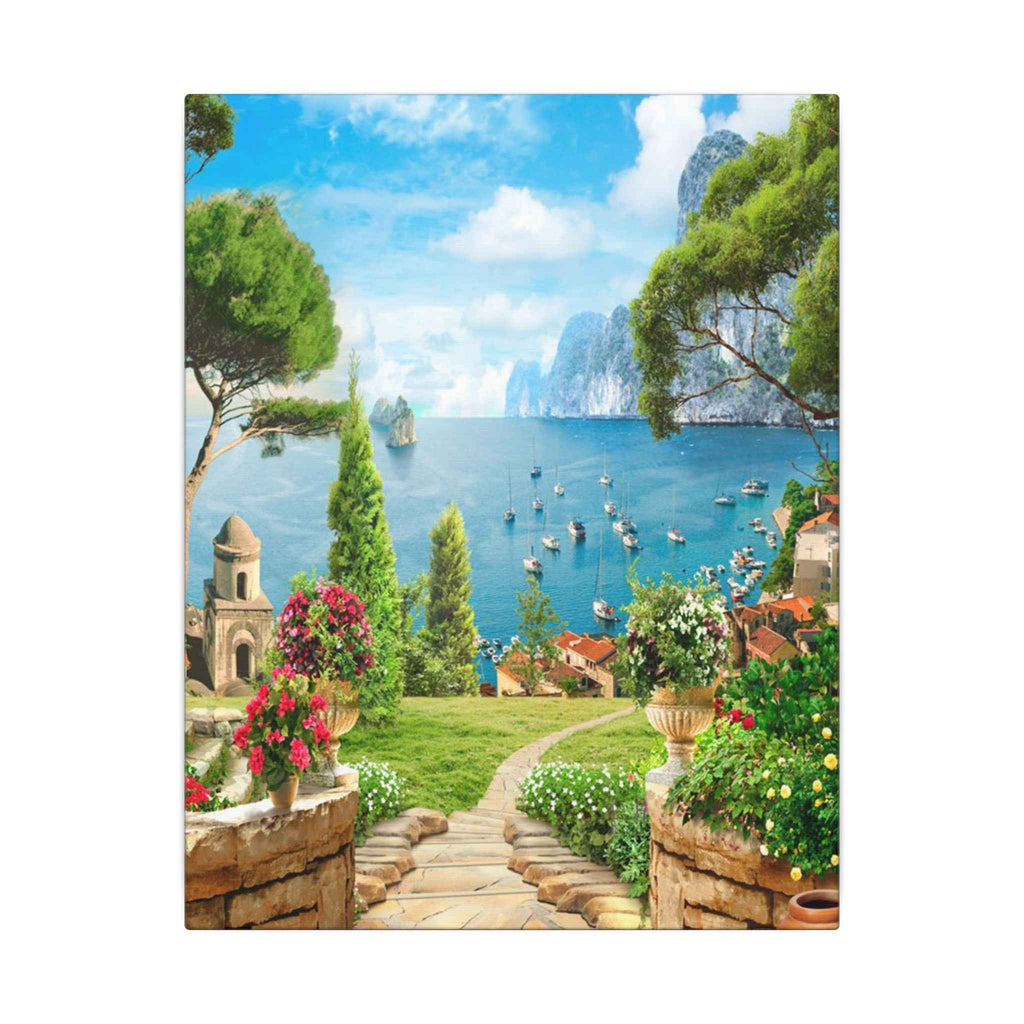 Mediterranean Seaside Canvas Art - Stunning Matte Stretched Wall Painting - TheKaraHan