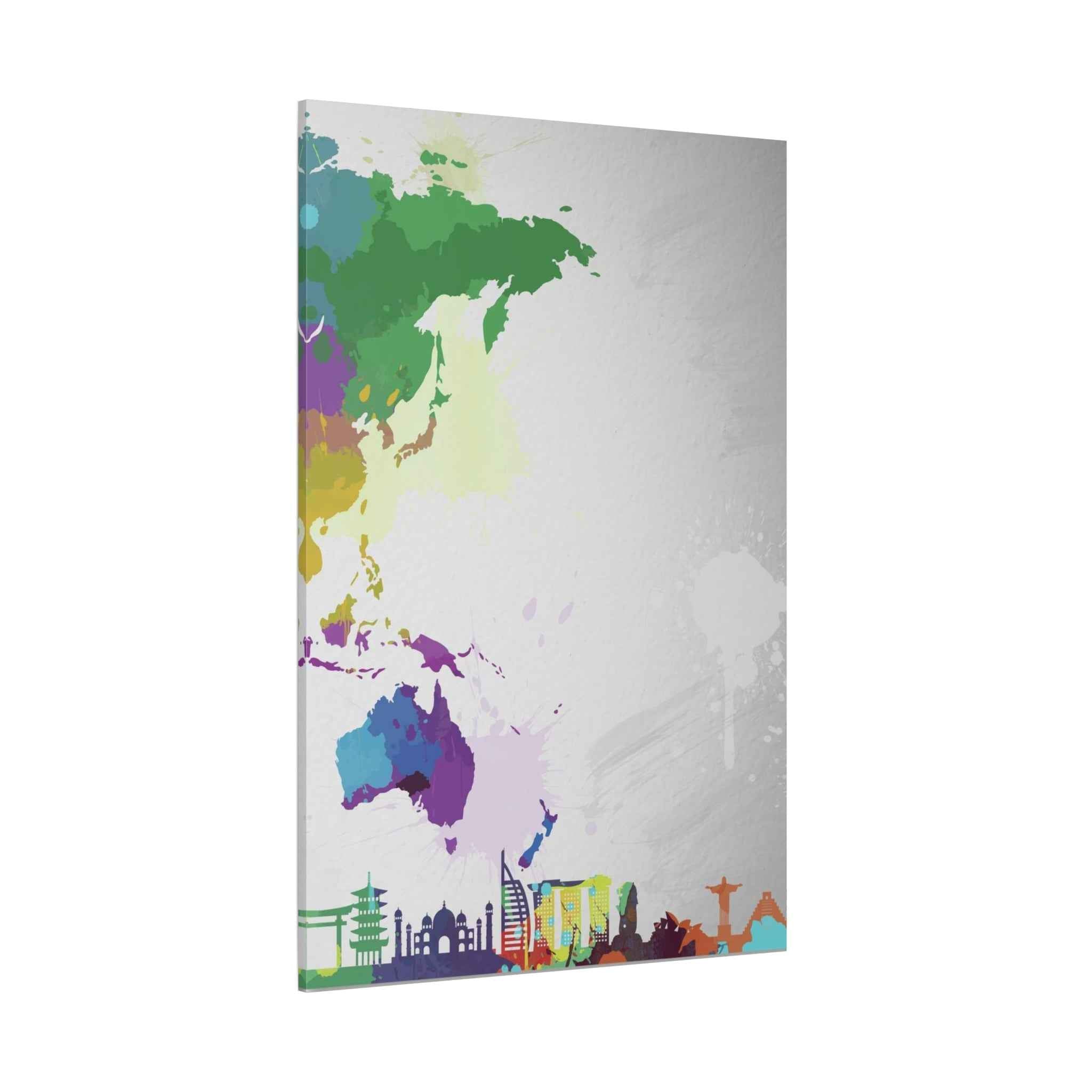 World Map Silhouette Wall Art – Vibrant Travel Skyline Canvas Decoration - TheKaraHan