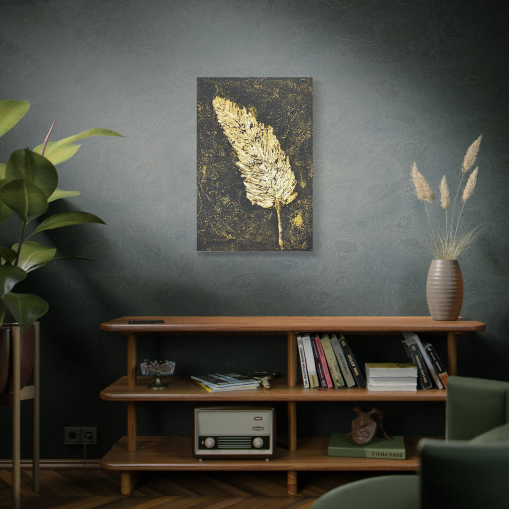 Gold Feather Canvas Wall Art – Matte Stretched 1.25" 