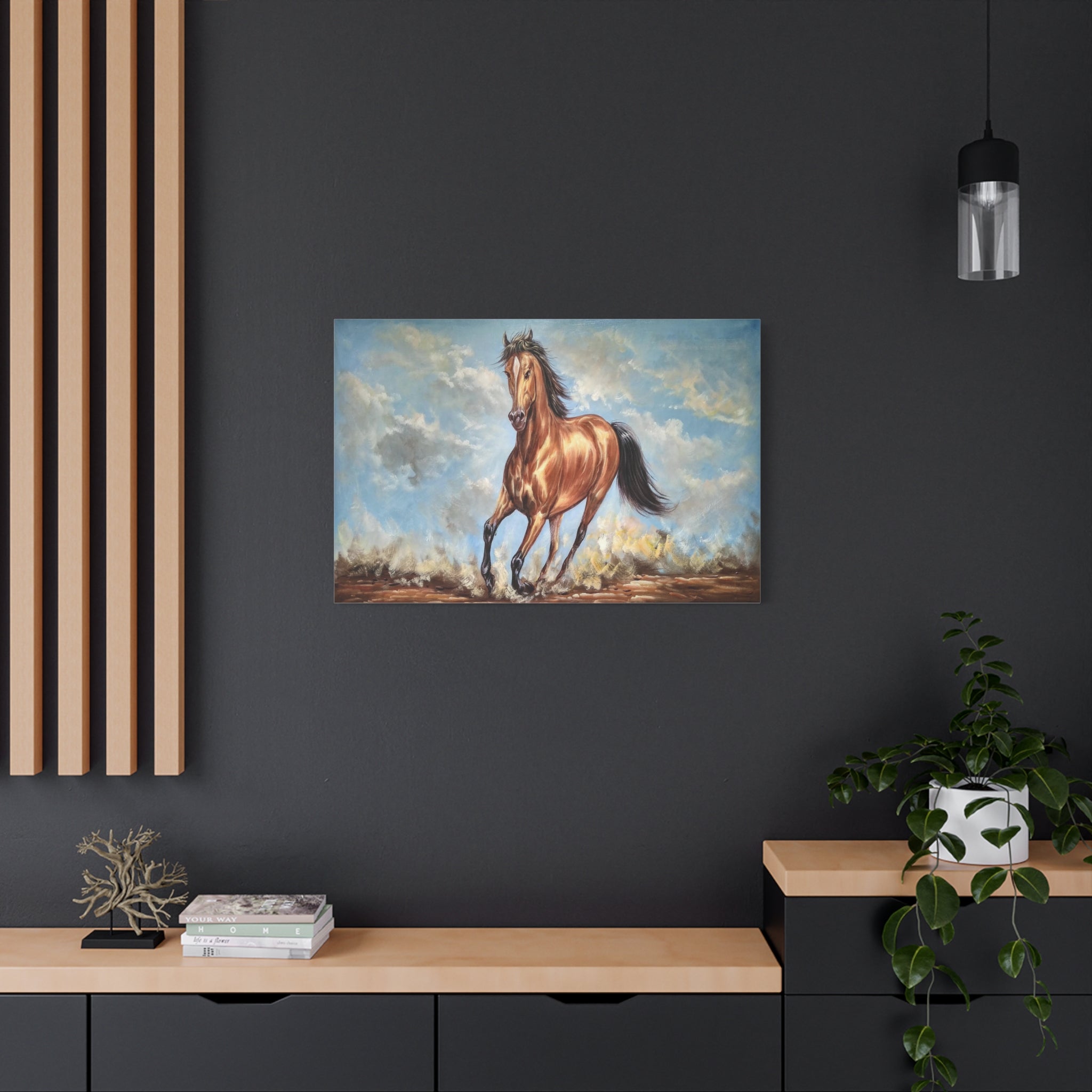 Galloping Horse Matte Canvas Print — Stretched Wall Art 