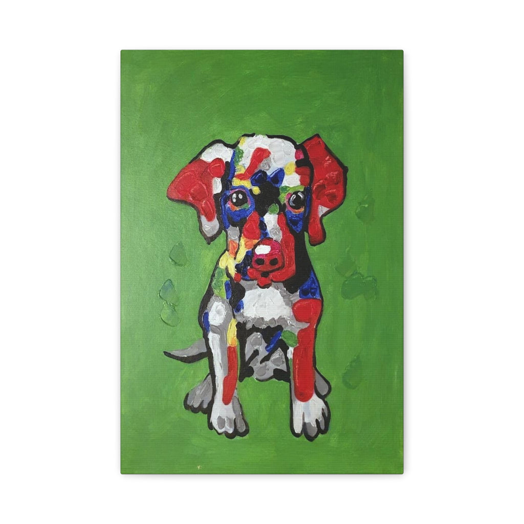 Colorful Pop Art Puppy Canvas Print — Stretched Matte Wall Art 