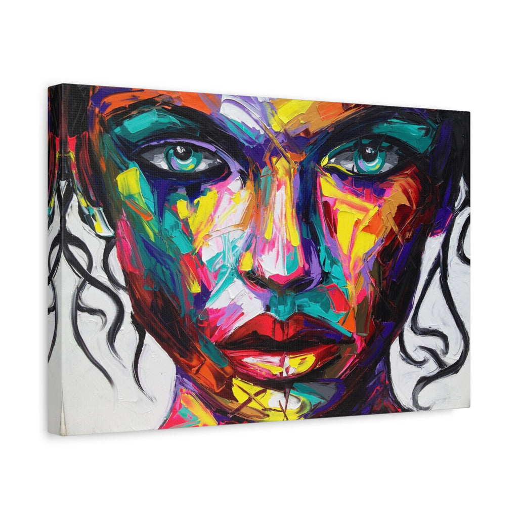 Abstract Colorful Woman Portrait Canvas – Matte Stretched Wall Art 