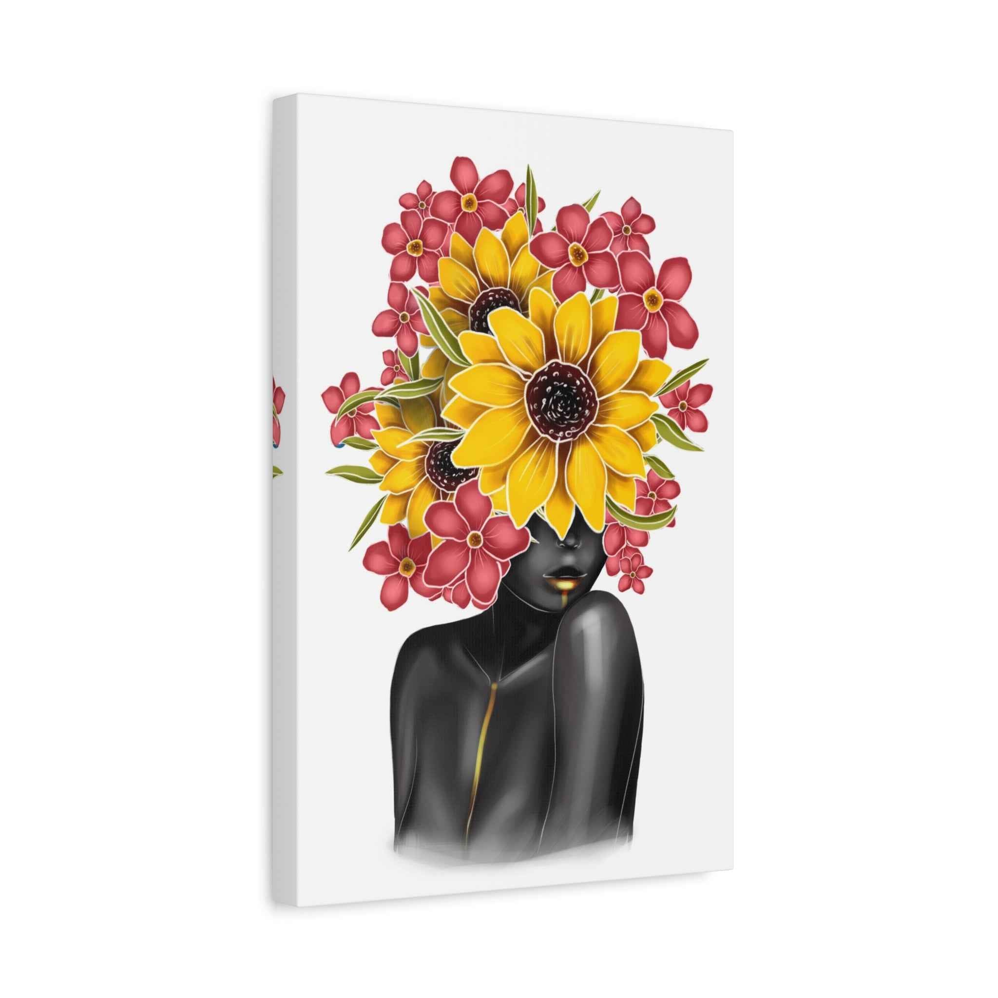 Black Woman Floral Portrait Wall Art