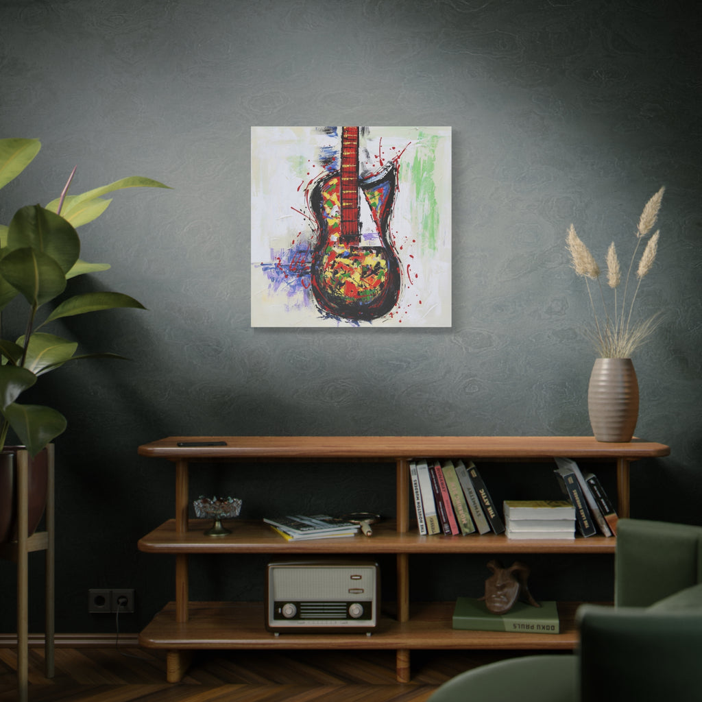 Abstract Guitar Canvas Art – Colorful Stretched Matte Wall Decor - TheKaraHan