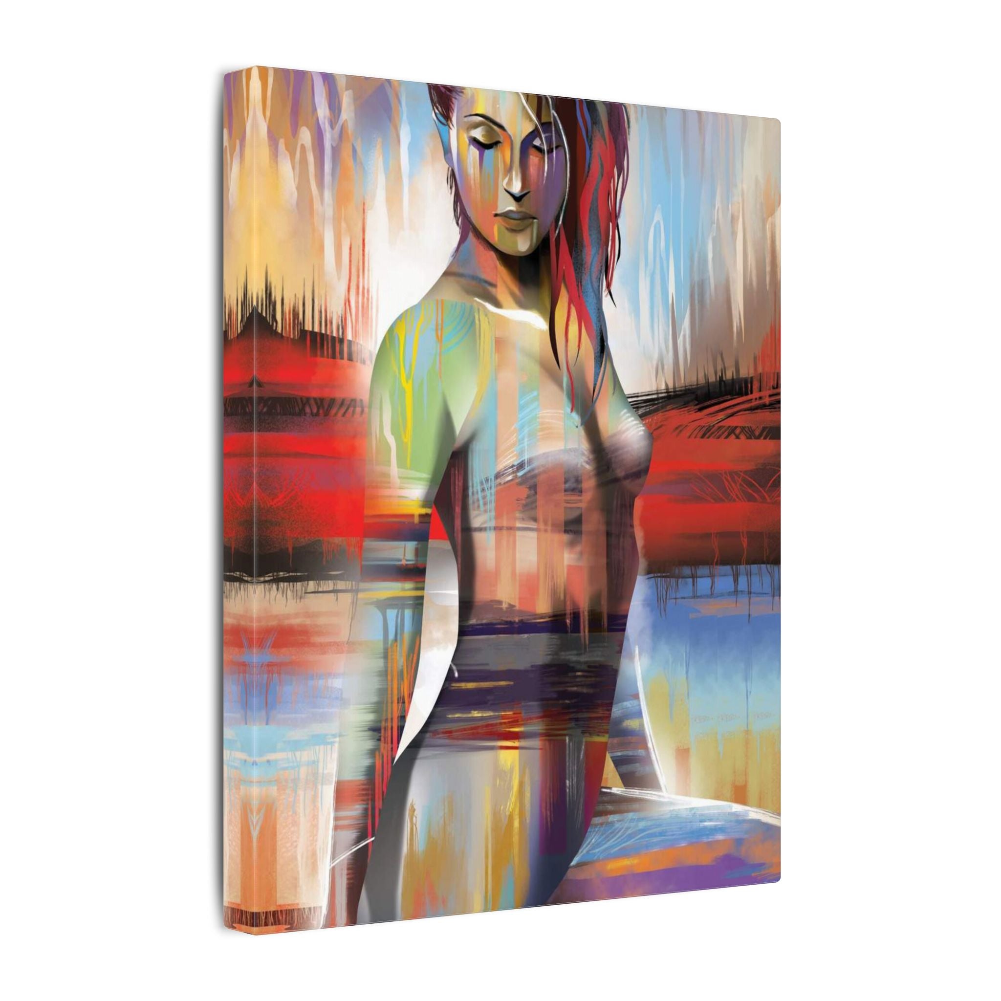 Abstract Colorful Woman Matte Canvas Print — Modern Figurative Wall Art 