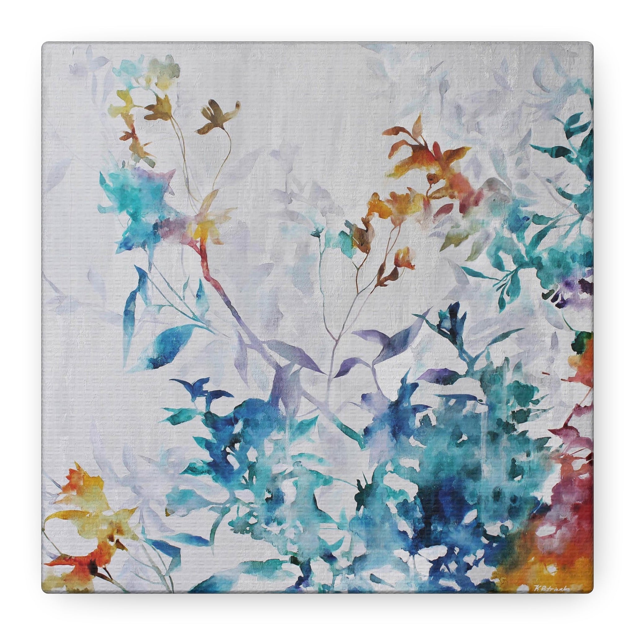 Watercolor Floral Canvas Art - Stretched Matte Wall Decor 