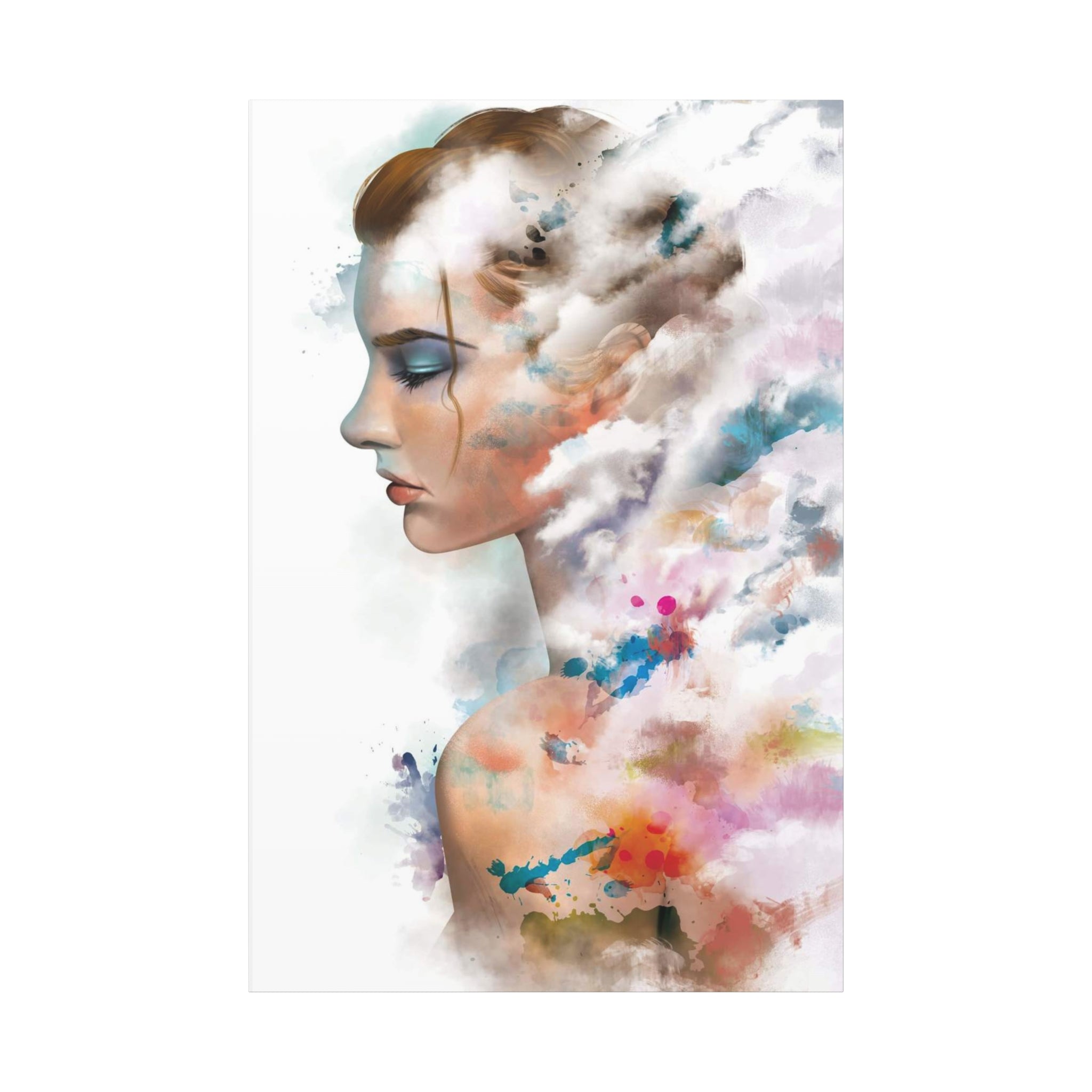 Dreamscape Portrait Canvas - Abstract Watercolor Woman Wall Art 