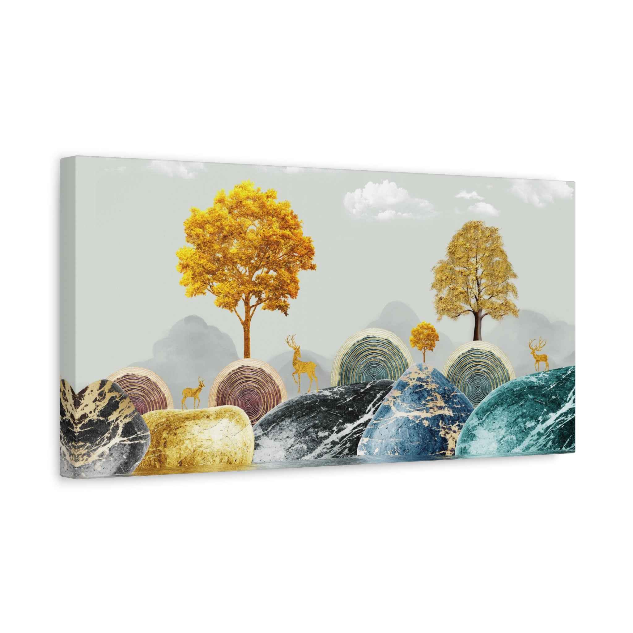 Golden Tree Landscape Canvas Wall Art