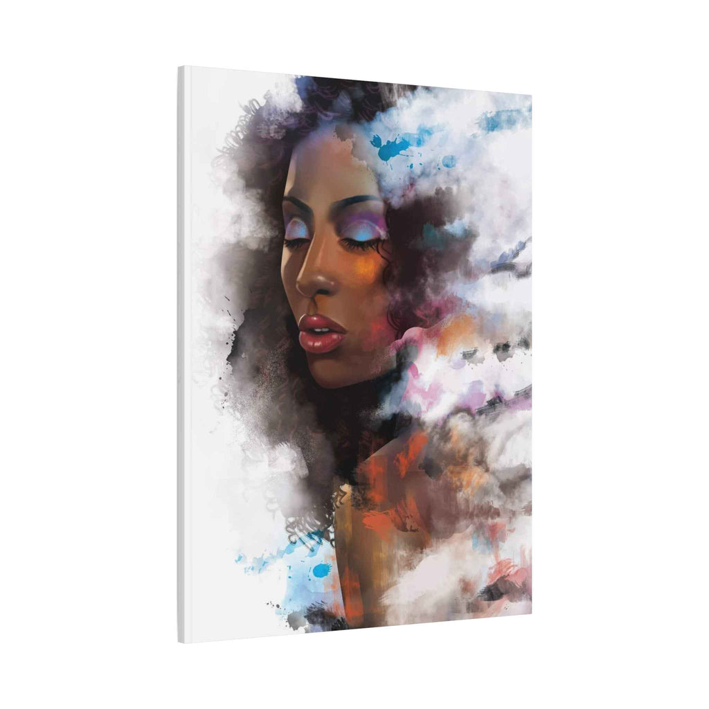 Abstract Afrocentric Canvas Art — Colorful Woman Matte Stretched Portrait Wall Art - TheKaraHan