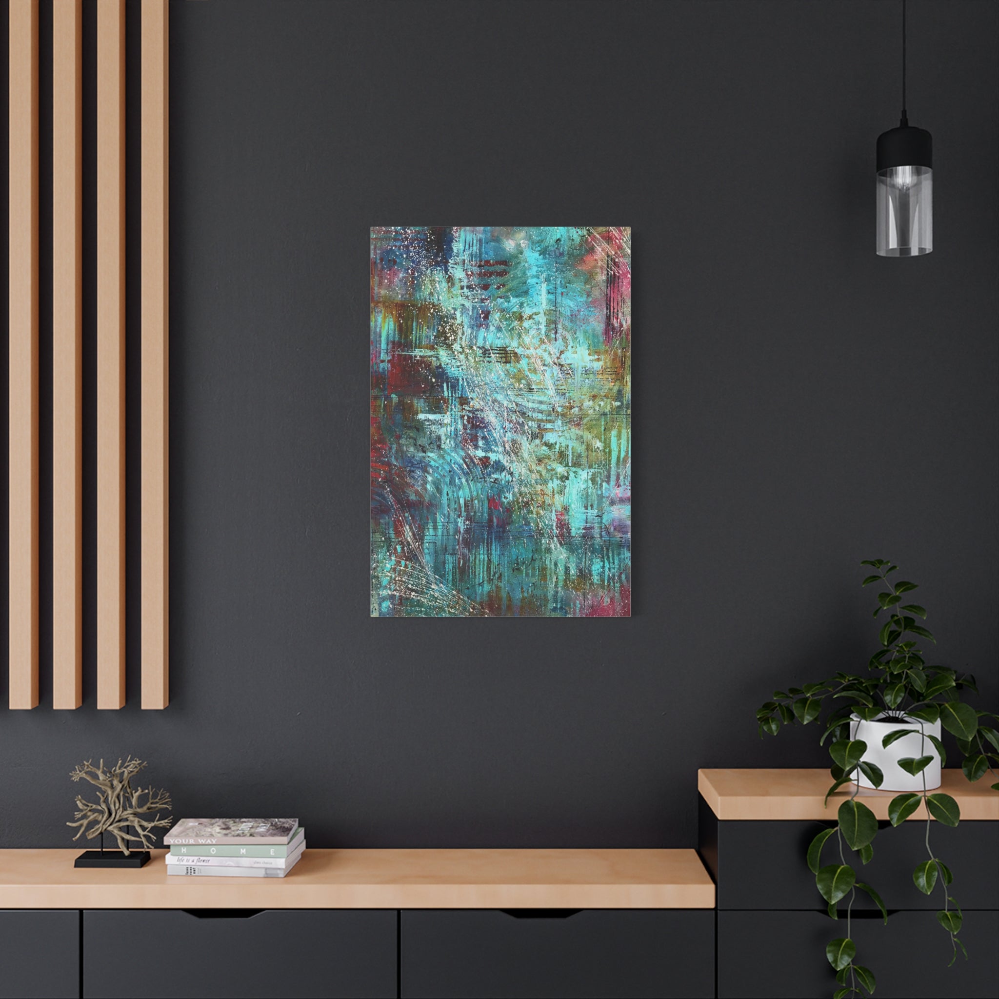 Abstract Teal & Rust Matte Canvas Art (Stretched 1.25") 