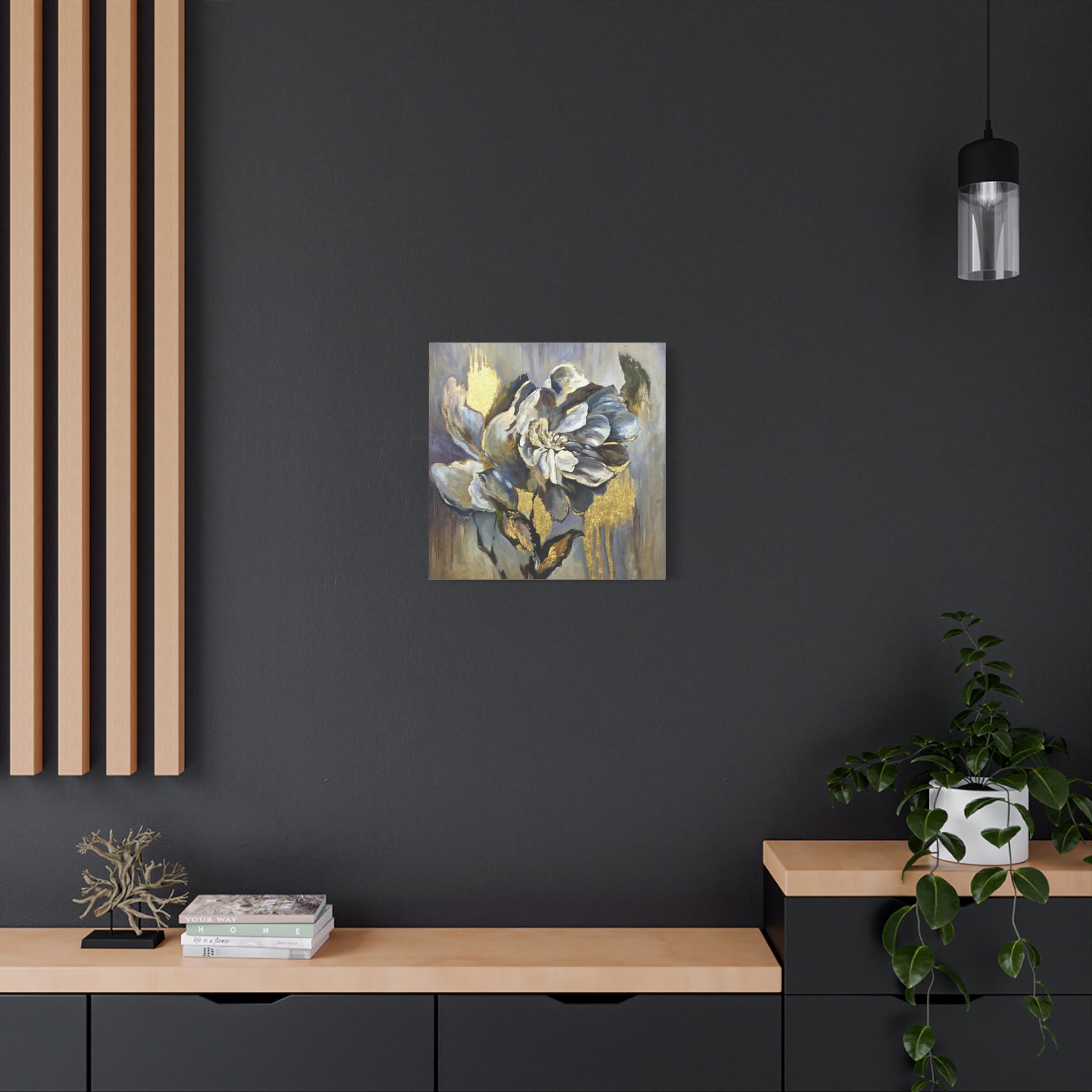 Gold Accent Floral Canvas Wall Art 