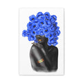 Blue Floral Woman Wall Art, Abstract Black Woman