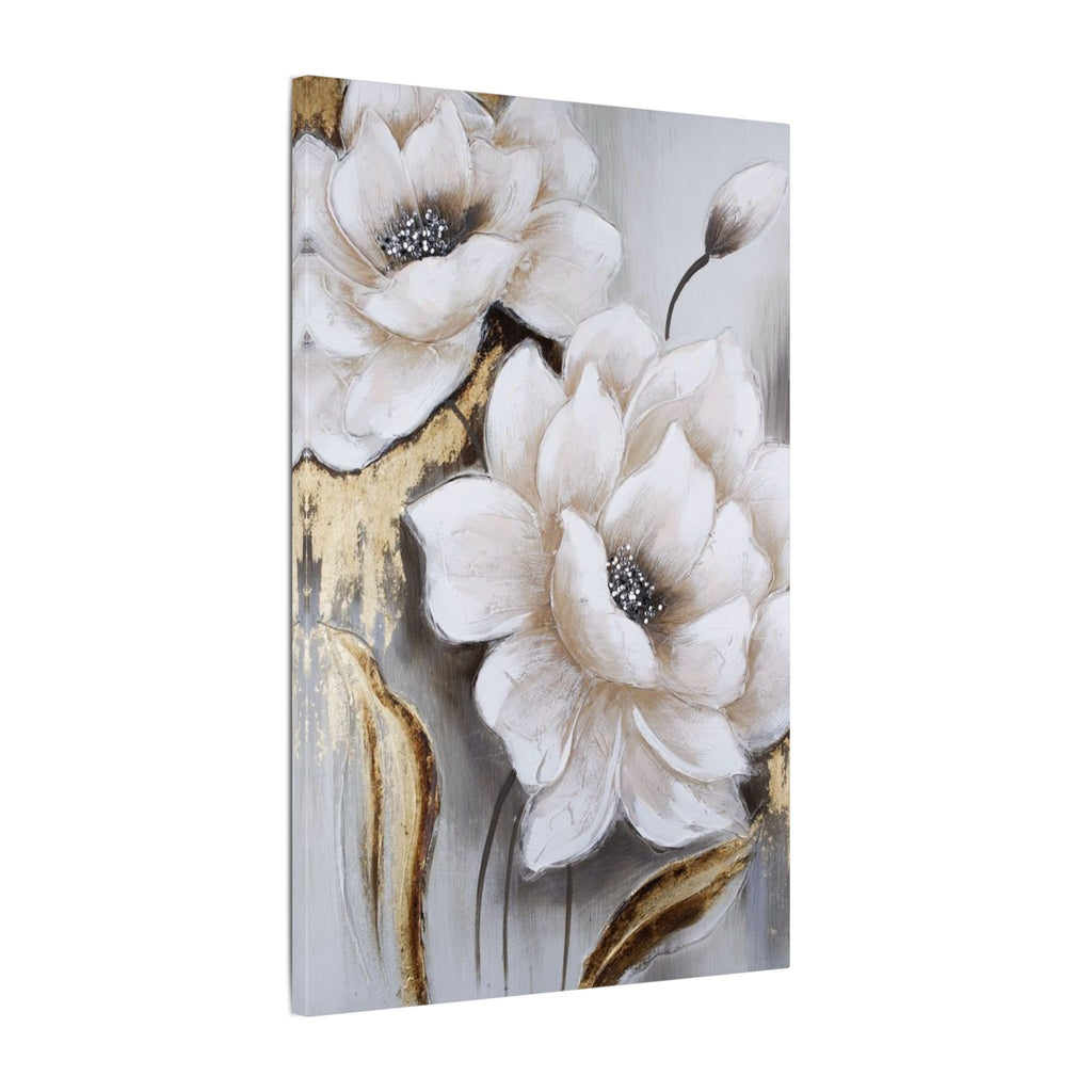 Neutral Floral Canvas Art - White Peony Wall Decor (Matte Stretched)