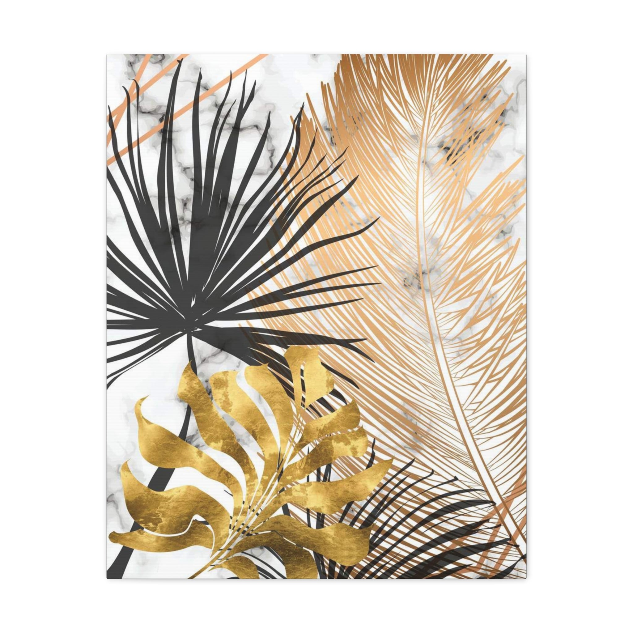 Gold & Black Tropical Feathers Canvas 