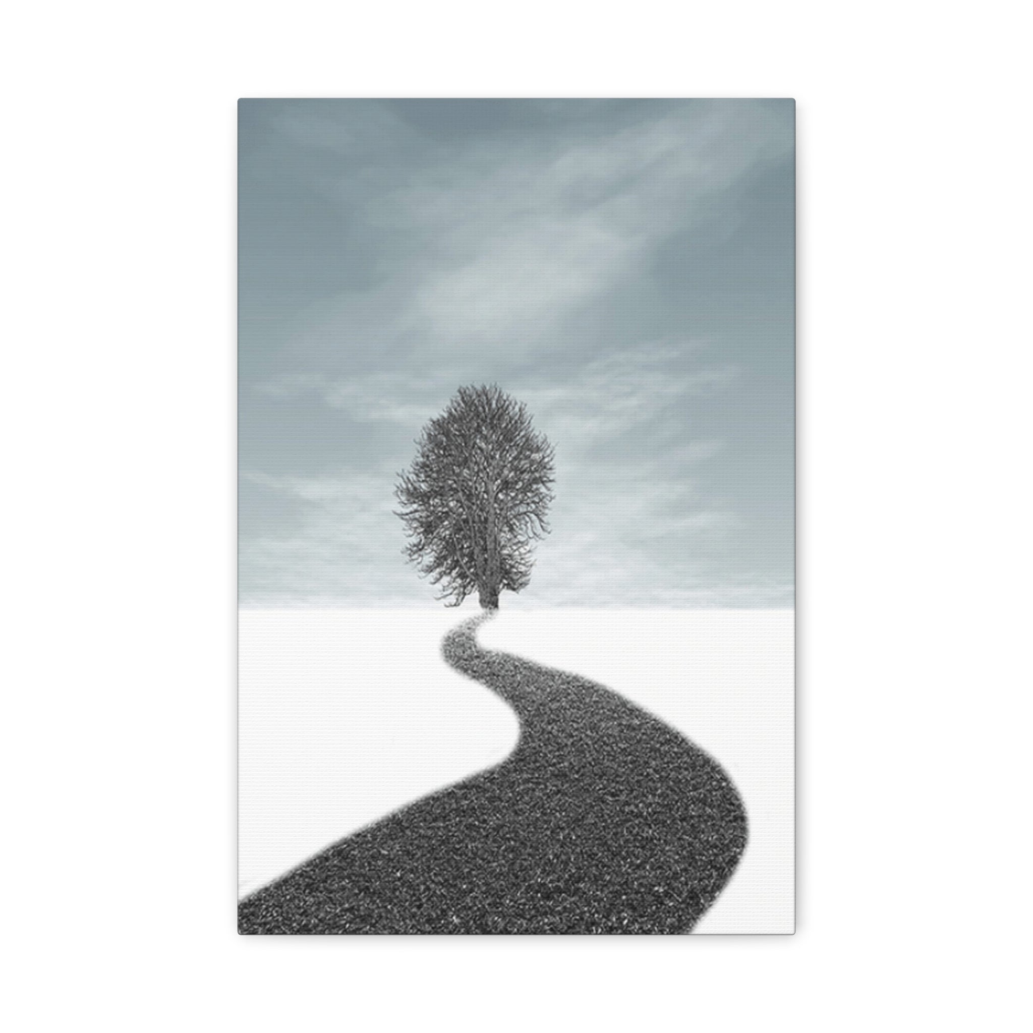 Minimalist Tree Path Canvas Print – Matte Stretched Wall Art 