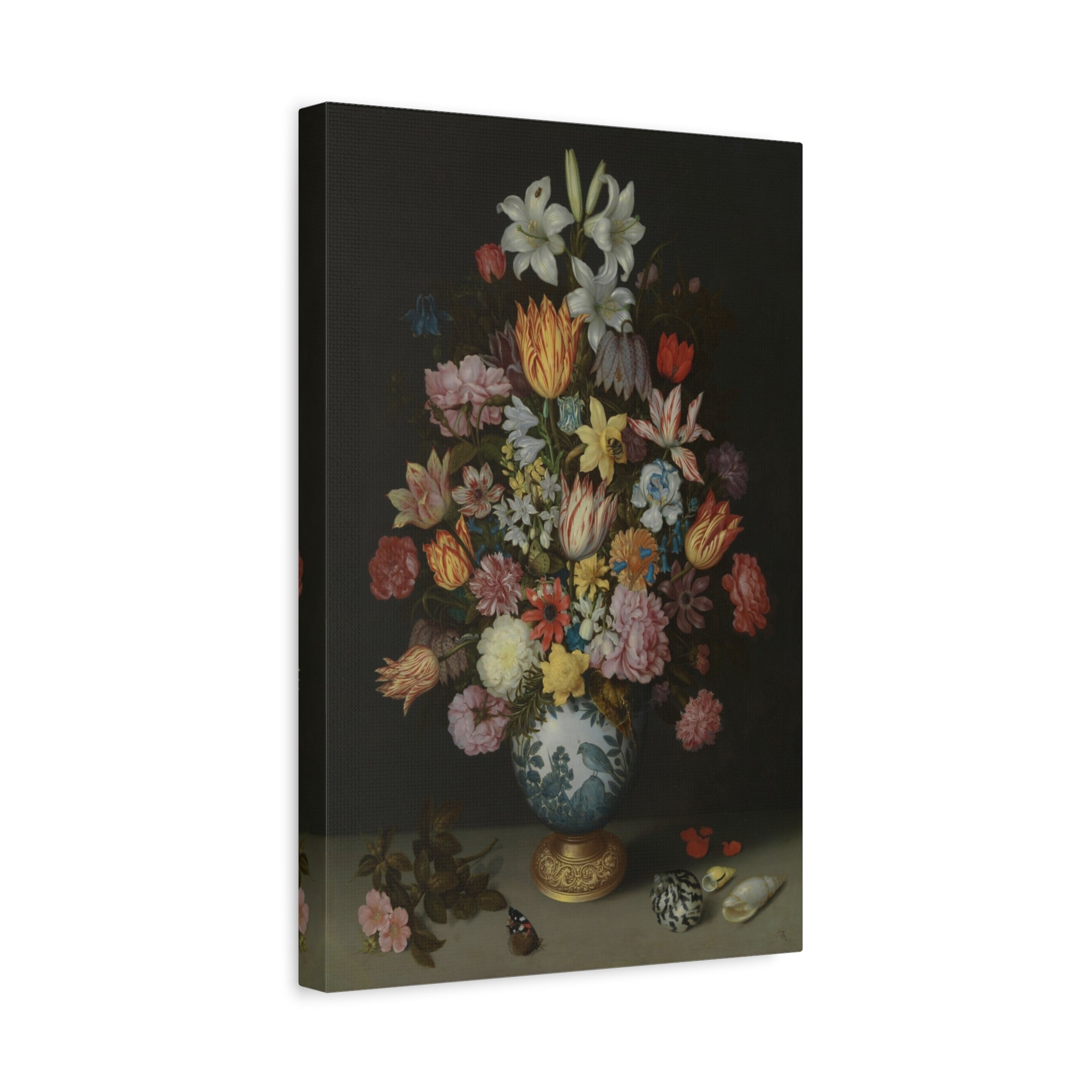 Vintage Floral Still Life Canvas Print - Stretched Matte Wall Art 