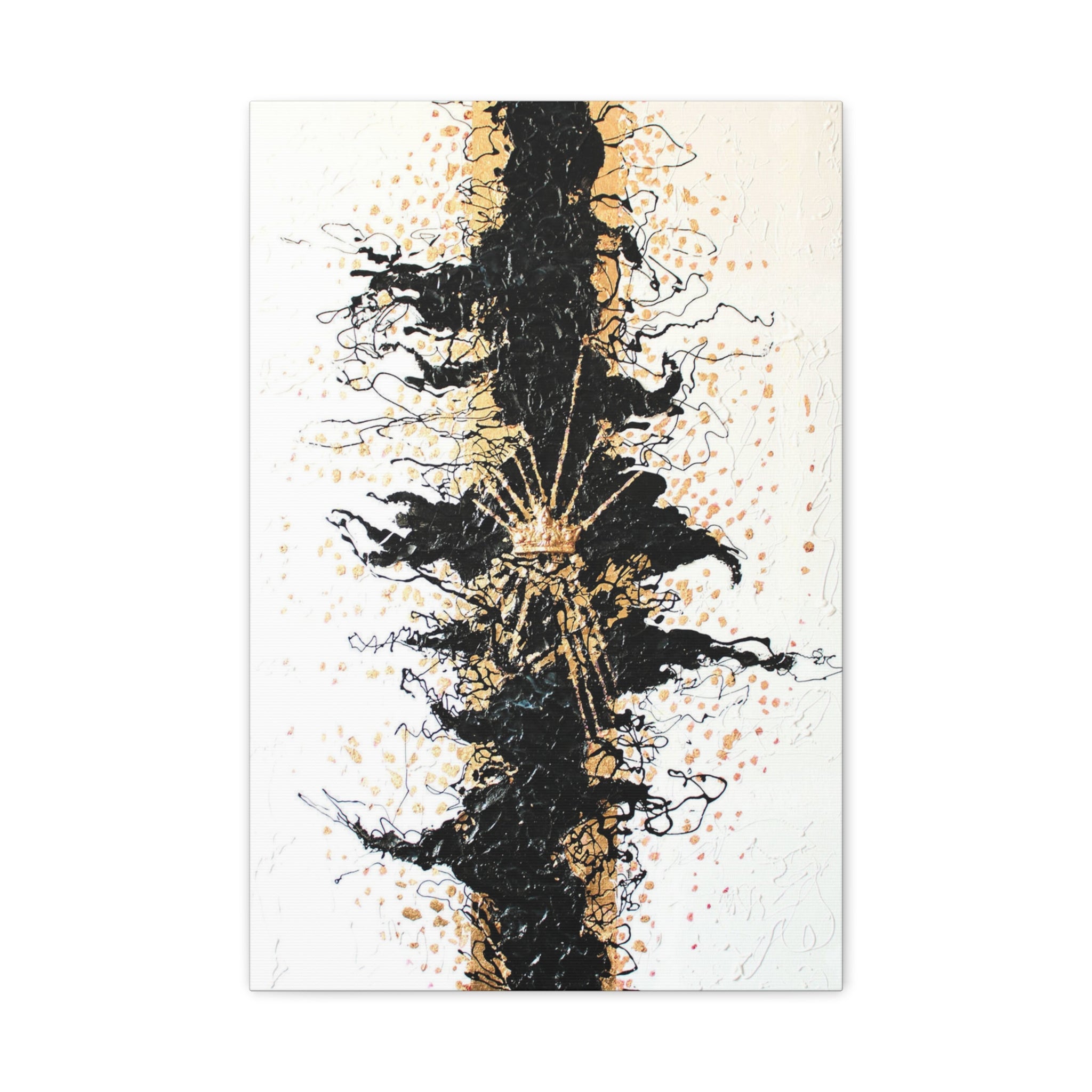 Abstract Black & Gold Crown Canvas Art — Matte Stretched Wall Decor 