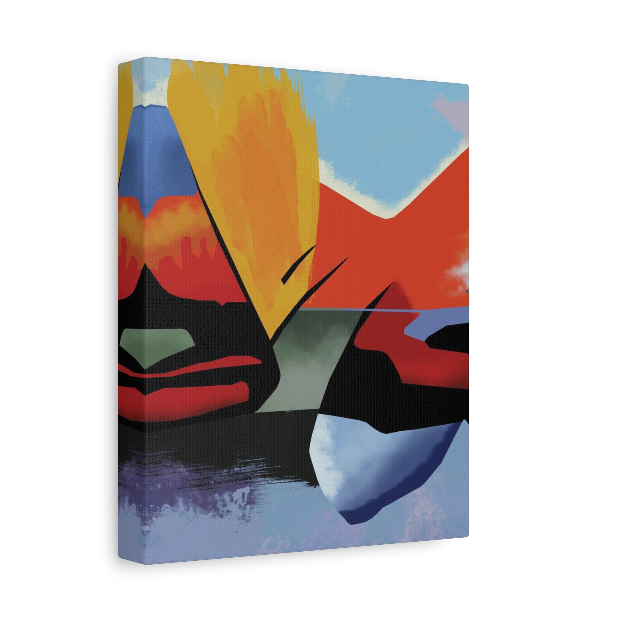 Abstract Color Block Matte Canvas Print — Modern Stretched Wall Art 