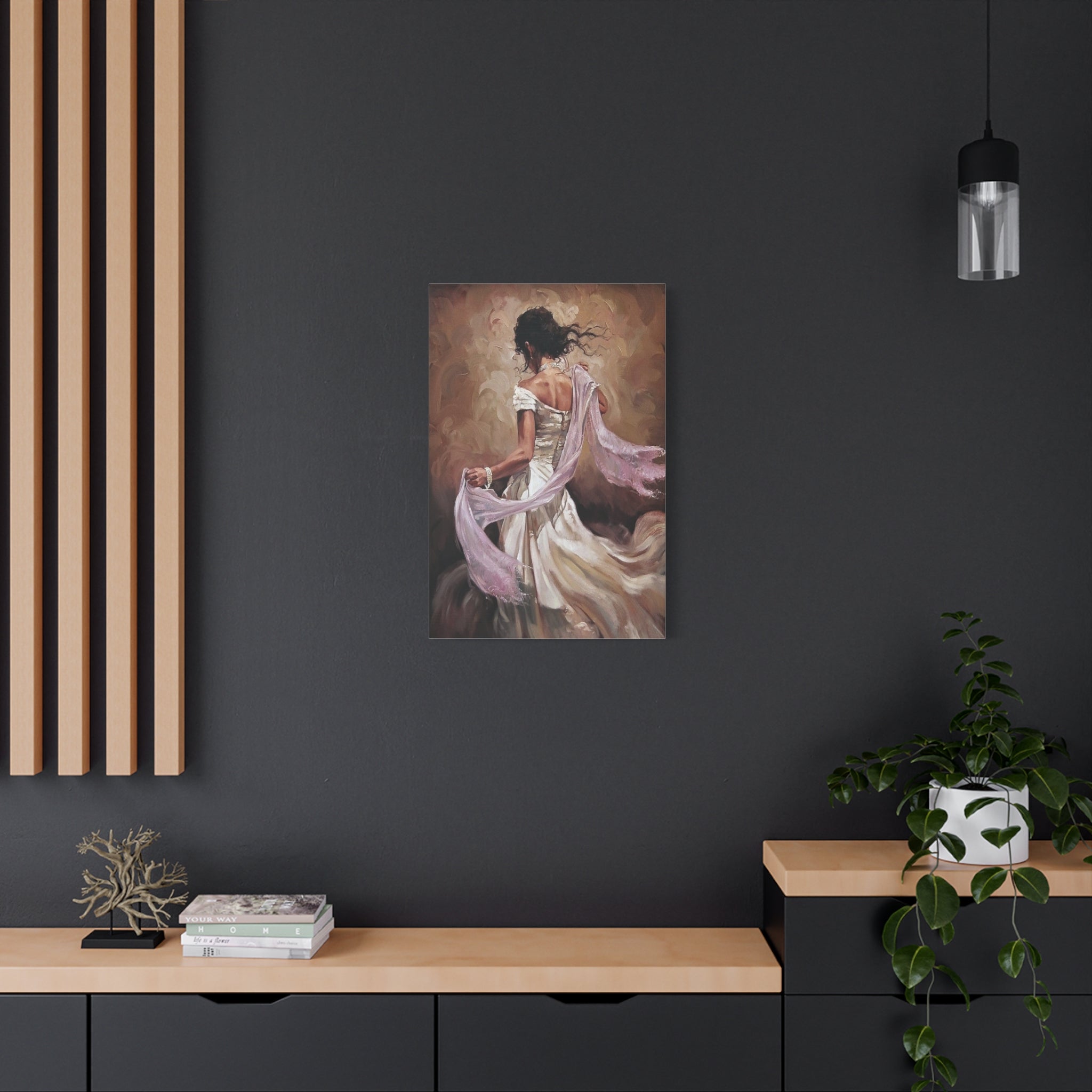 Romantic Dancing Woman Matte Canvas Print - Elegant Figurative Wall Art