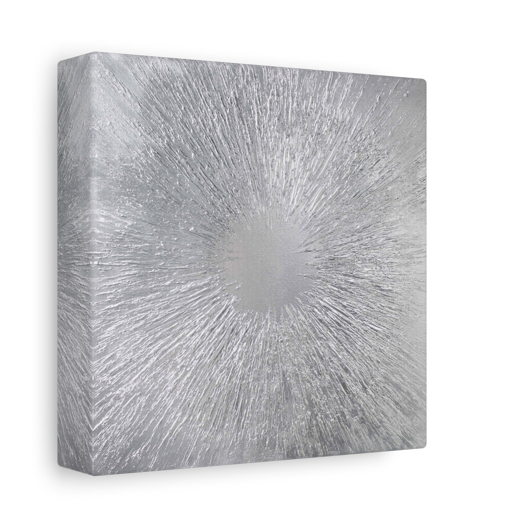 Silver Burst Abstract Canvas Wall Art — Matte Stretched 1.25" 
