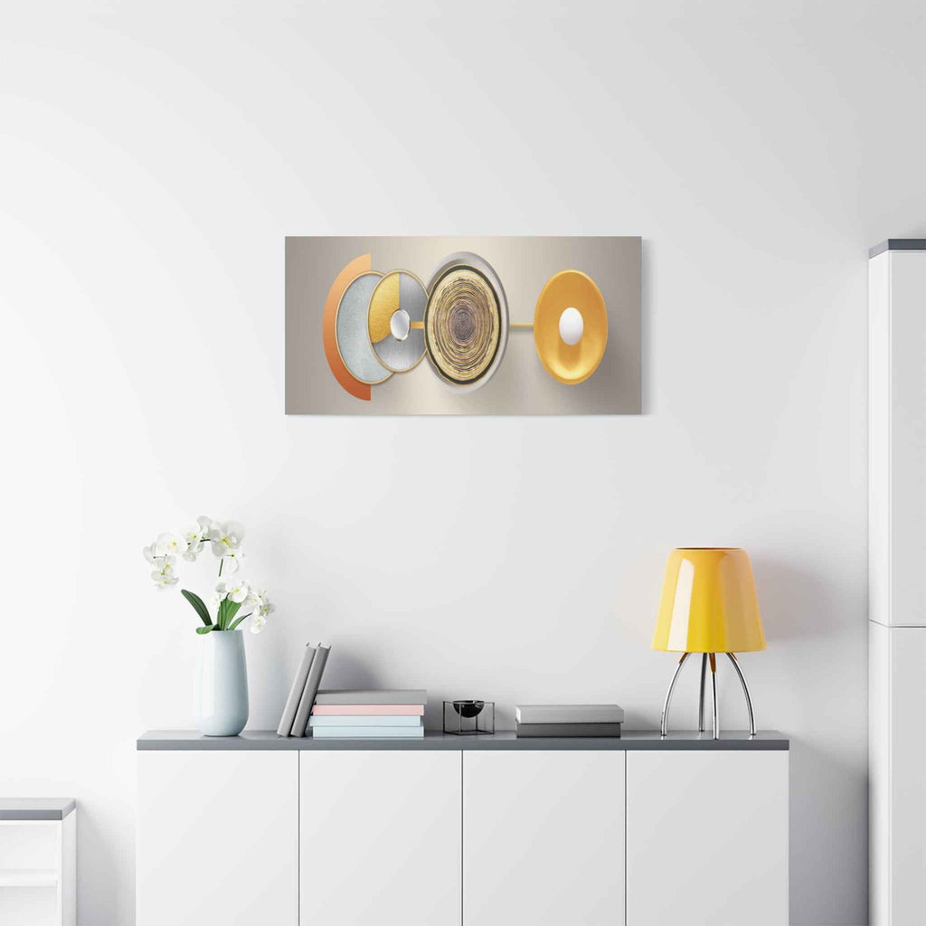 Abstract Gold Geometric Wall Art Canvas – Modern Luxury Metallic Circle Artwork