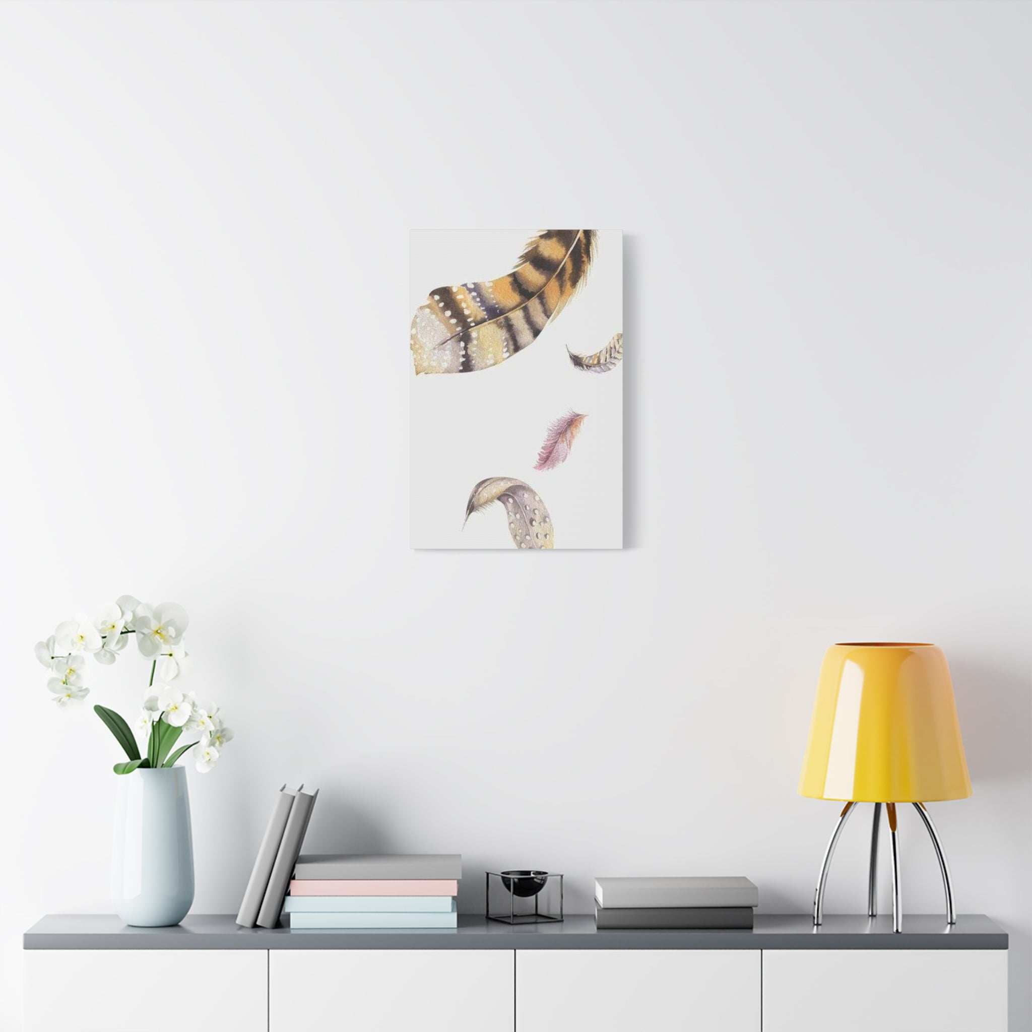 Watercolor Feather Wall Art - Boho Canvas Print, Neutral Nursery Decor - TheKaraHan