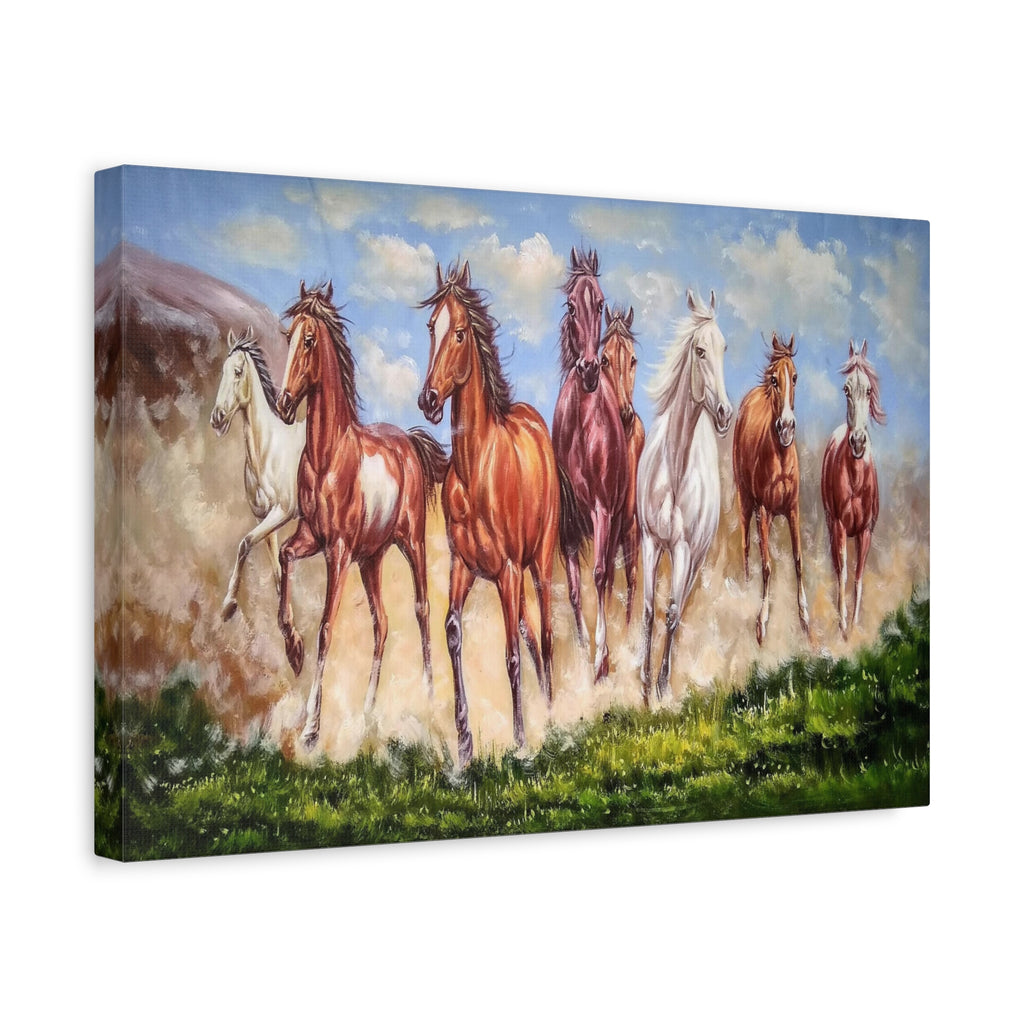 Running Horses Canvas Wall Art — Matte Stretched Horse Painting 