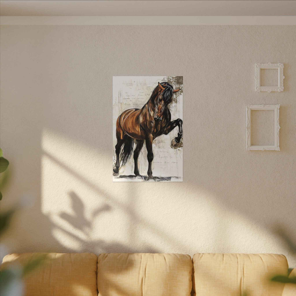 Horse Canvas Wall Art - Brown Stallion Matte Stretched Canvas for Home Decor - TheKaraHan