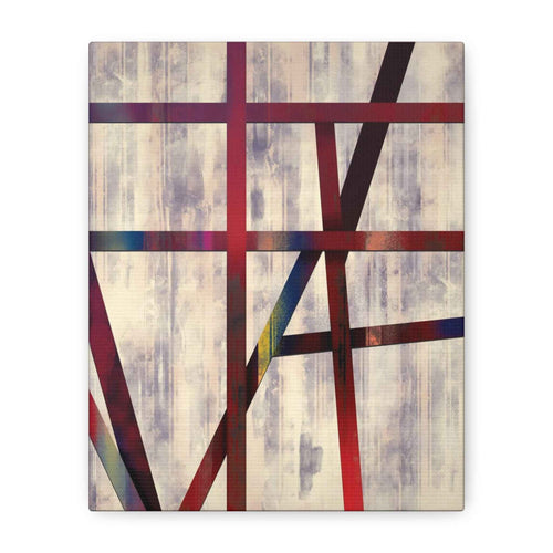 Abstract Geometric Canvas Wall Art — Modern Red & Neutral Stretched Matte Print - TheKaraHan