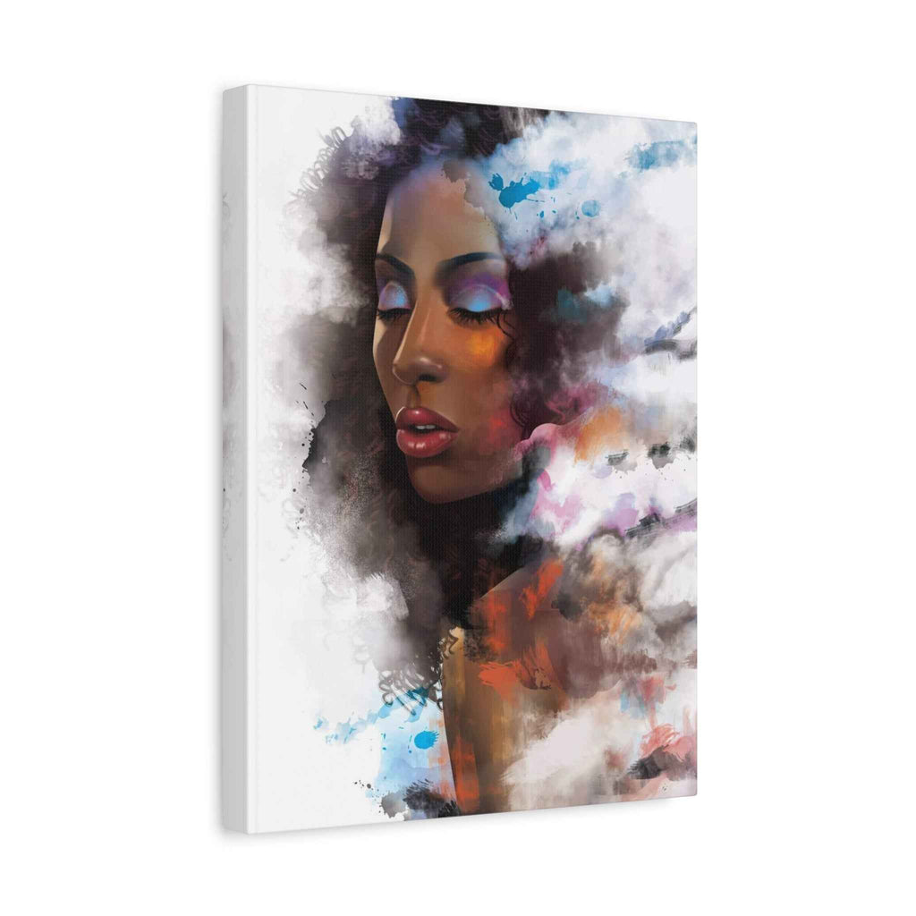 Abstract Afrocentric Canvas Art — Colorful Woman Matte Stretched Portrait Wall Art - TheKaraHan