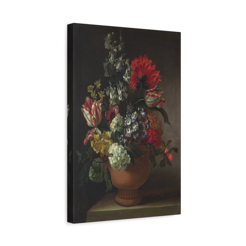 Still Life Floral Canvas Print — Classic Vase Bouquet Matte Wall Art 