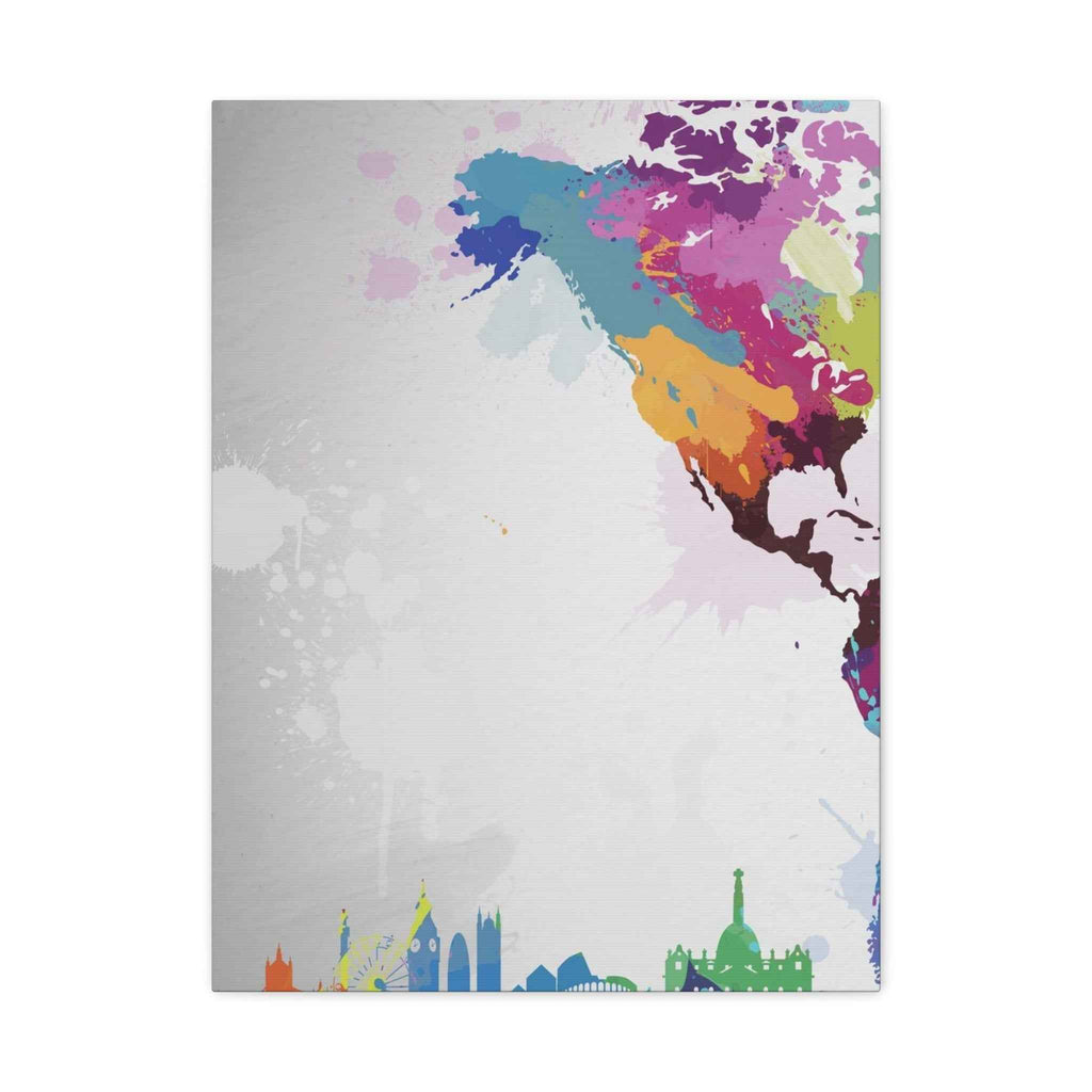 Color Splash World Map Canvas Art – Modern Stretched Matte Wall Decor - TheKaraHan
