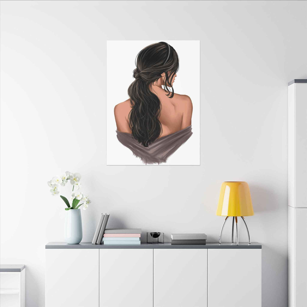 Portrait Canvas Print Woman Back View with Loose Ponytail – Perfect Home Decor for Every Room - TheKaraHan