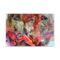 Flamenco Dancers Wall Art - Vibrant Red Ballet Trio Matte Canvas Painting - TheKaraHan