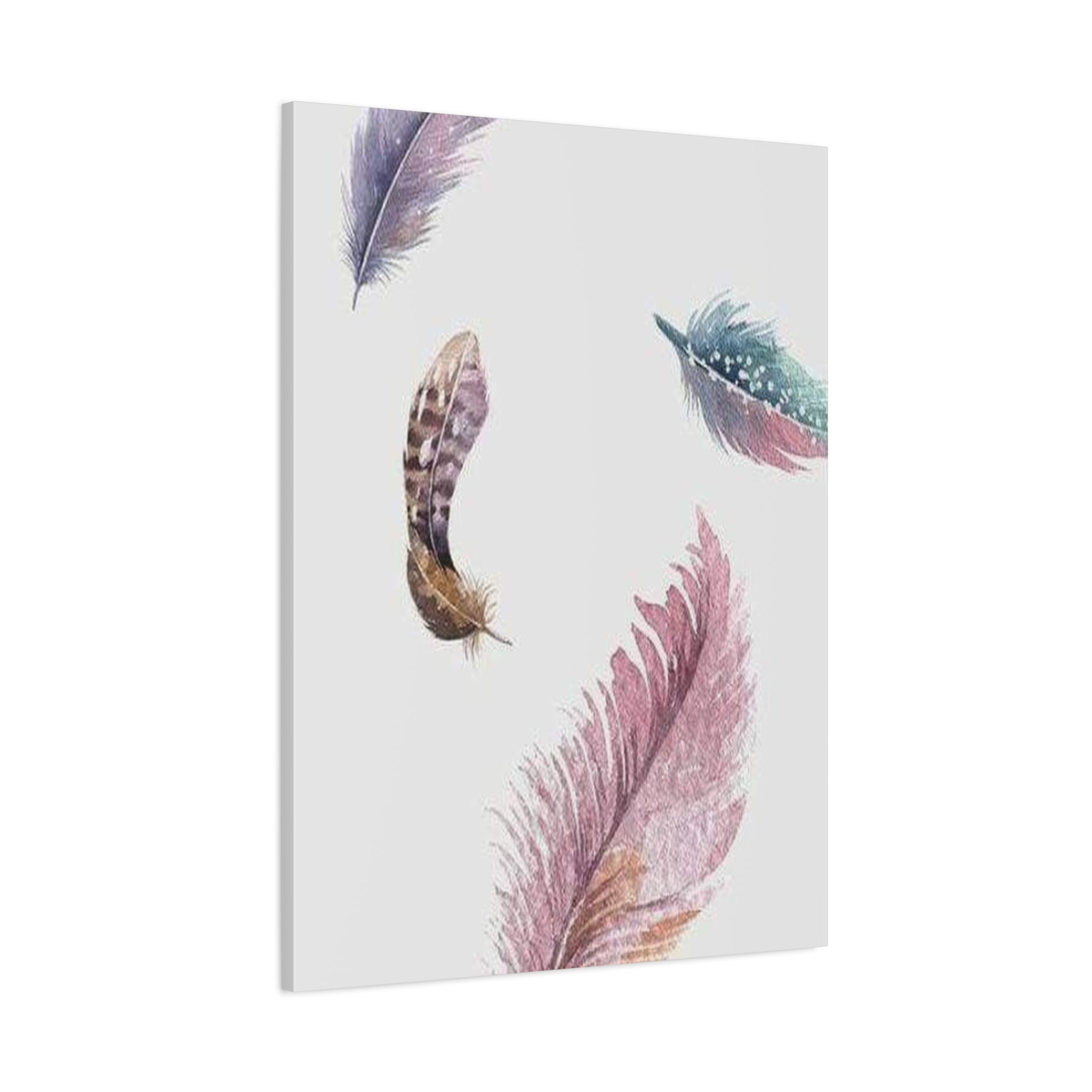 Soft Watercolor Feathers Canvas Wall Art - Stretched 1.25" Matte Design - TheKaraHan