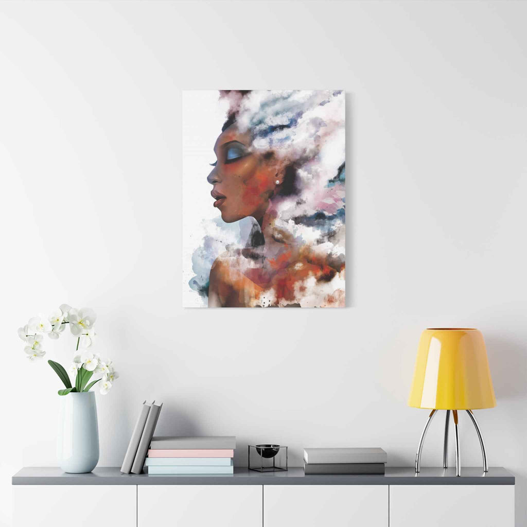 Abstract Watercolor Woman Art - Dreamy Canvas Portrait Wall Decor - TheKaraHan